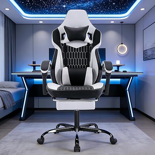 Miniatura 3 de Gamer Chair, Computer Chair Gaming with Adjustable Headrest Lumbar Support Ergonomic, Rotatable Seat for Living Rooms, Bedrooms, and Offices (Black)