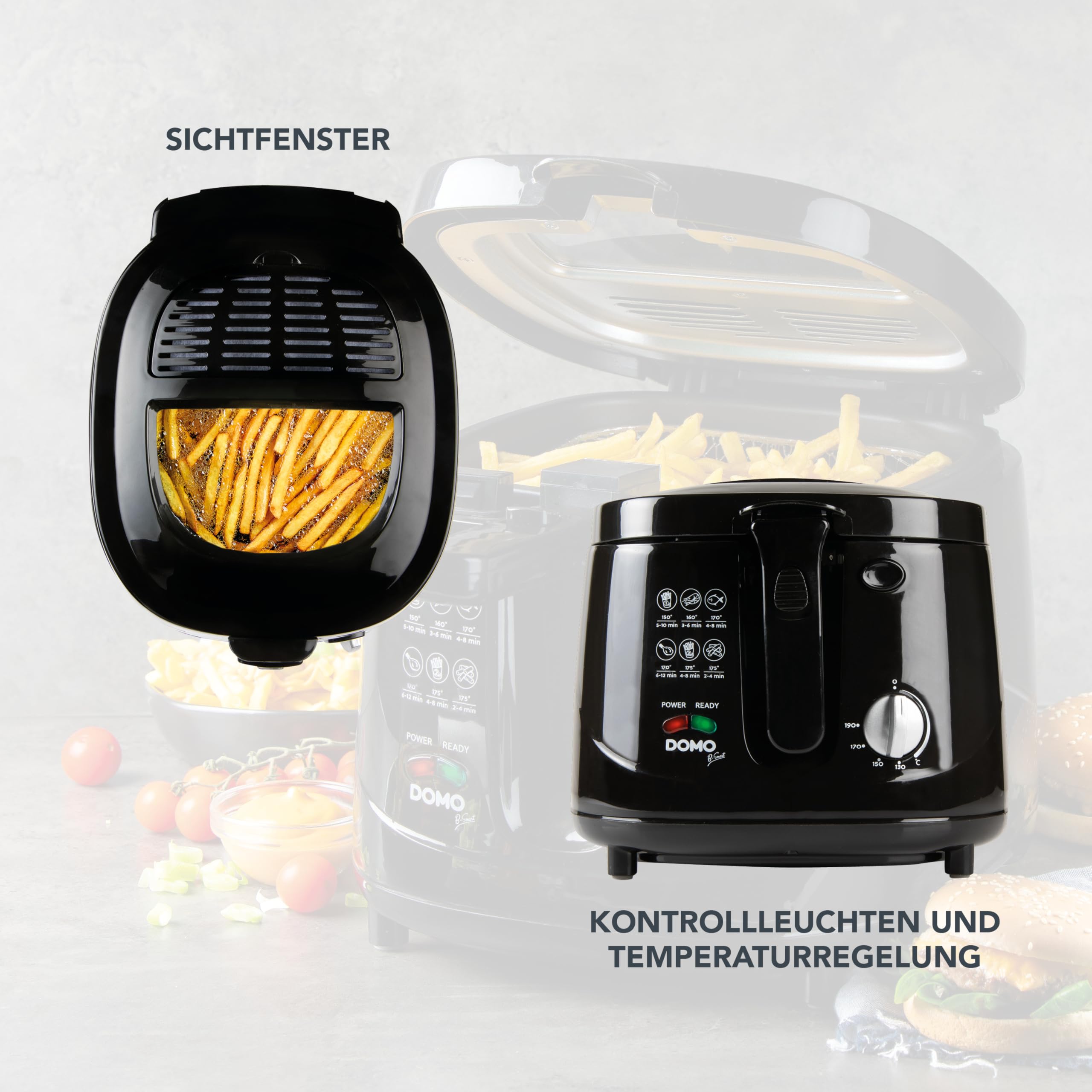 Domo DO-461FR - Freidora, 1800 W, 2,5 l, color negro