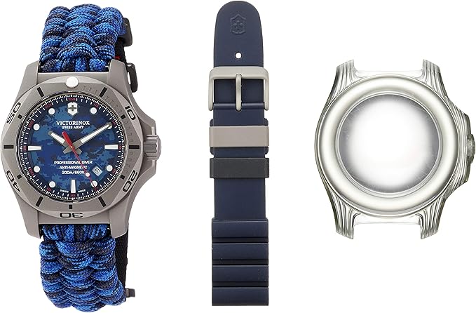 Amazon ビクトリノックス 腕時計 I N O X Professional Diver Titanium サンドブラスト加工チタンケース ブルーカモダイヤル ブルーカモパラコードストラップ 241813 メンズ 正規輸入品 ブルー 腕時計 腕時計 通販
