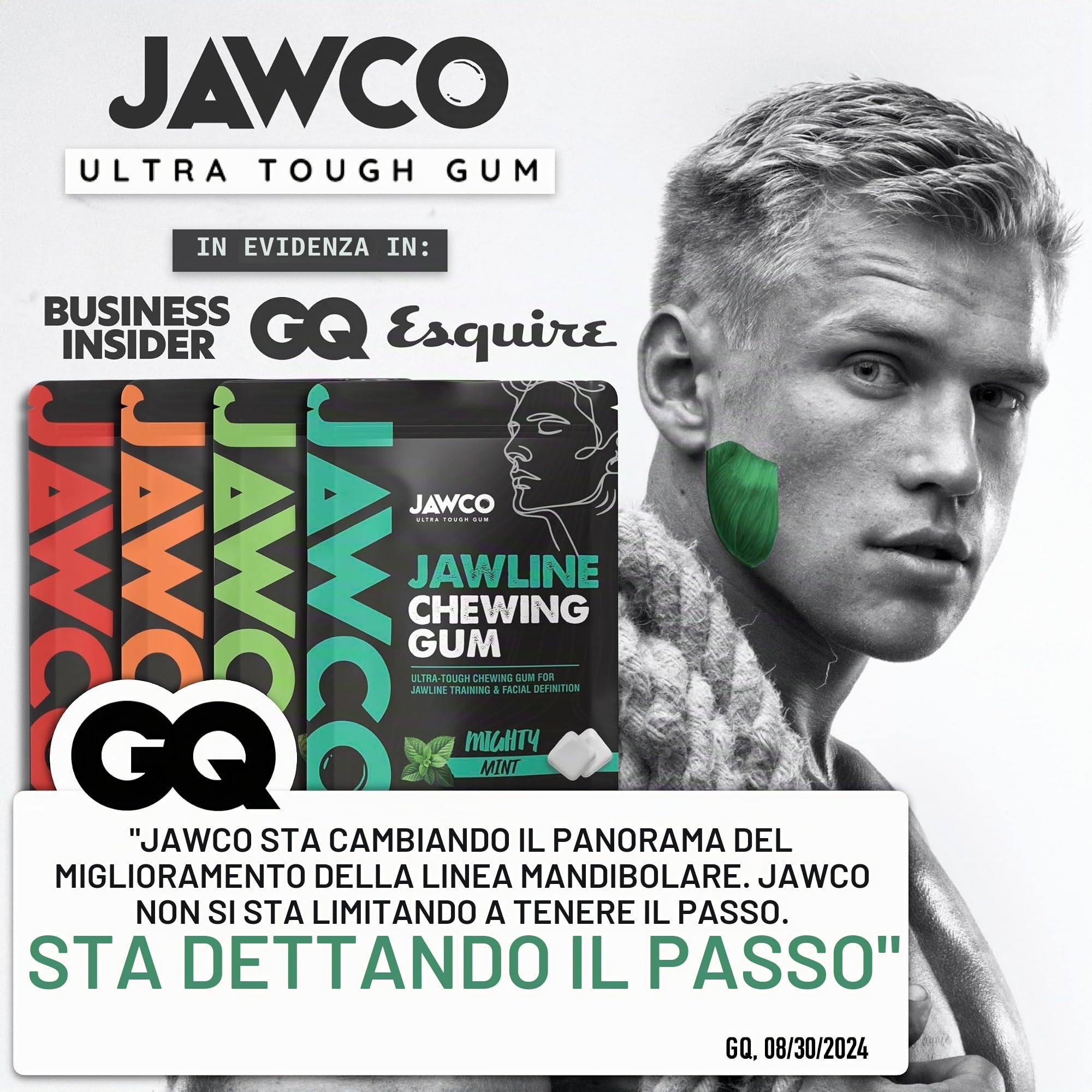 Gomma da masticare JAWCO Ultra-resistente per il contorno della mascella | Ottieni un contorno della mascella più forte e squadrato | Gomma dura per l'allenamento della mascella | Cesella, scolpisci