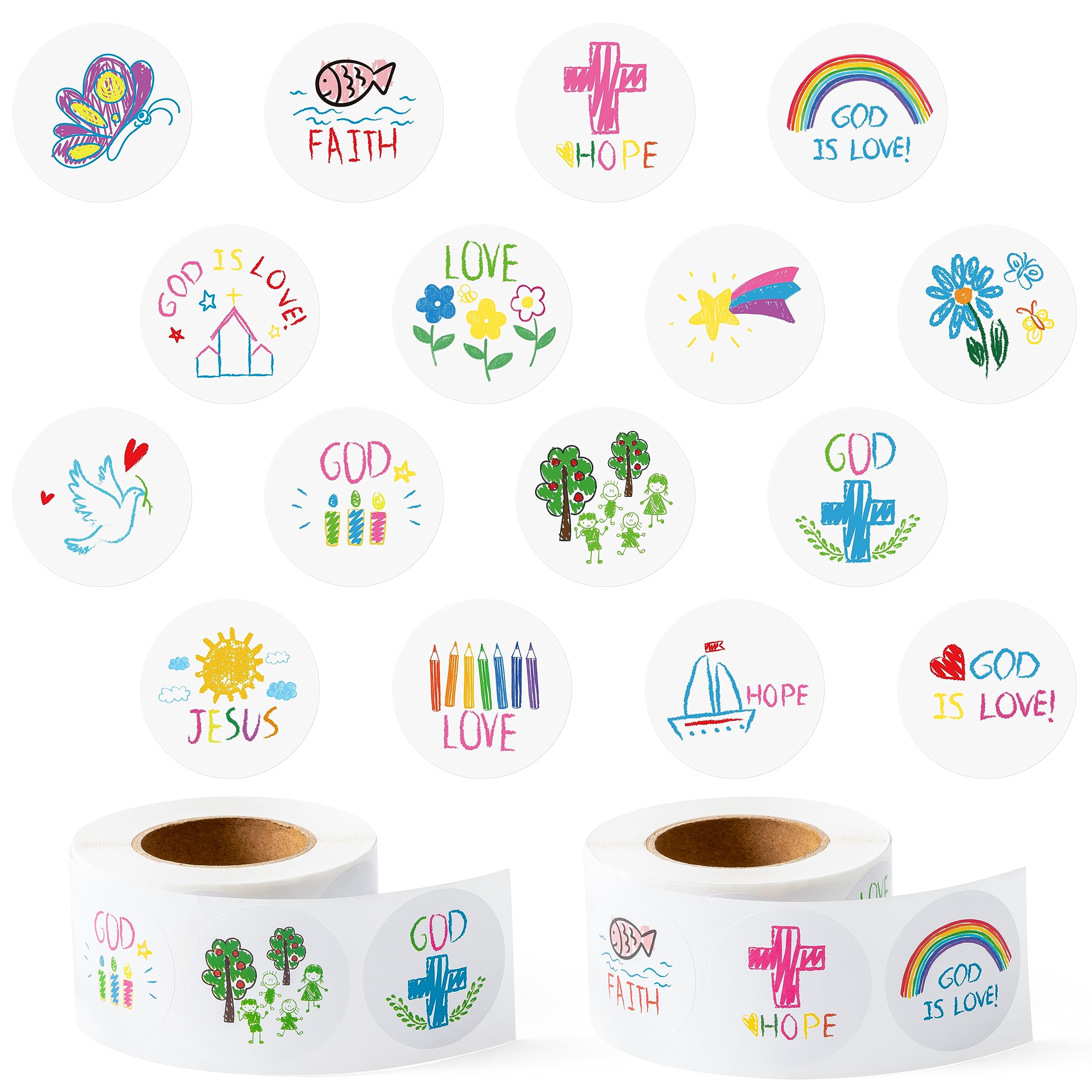 Snapklik.com : 1000pcs Christian Religious Cartoon Sticker Rolls, 16 ...
