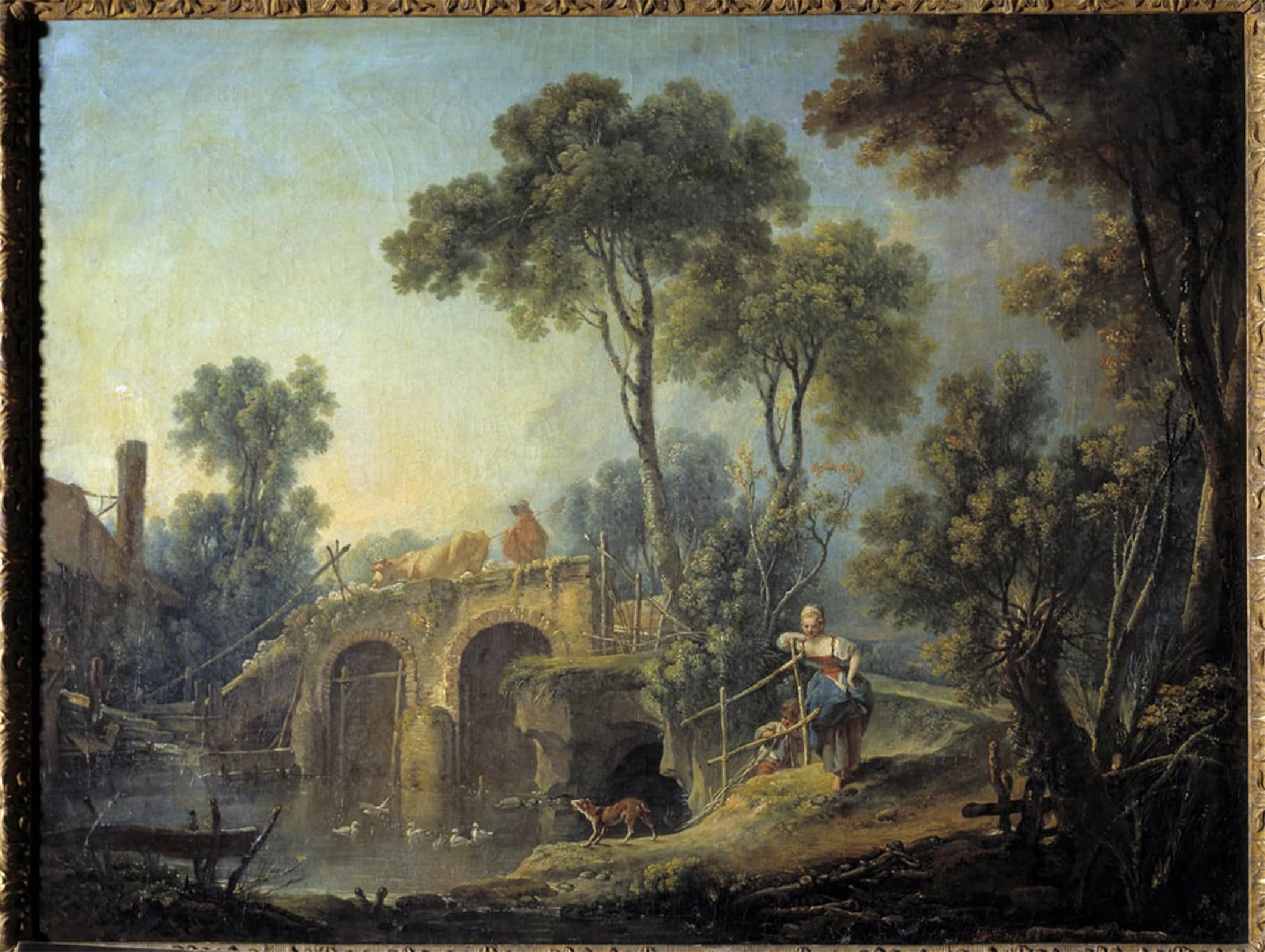 Artxlxxbn No Frame Famous Painting Canvas Artwork Graffiti Print The Bridge Painting By François Boucher Portrait Canvas Image For Home Decor 60X90cm