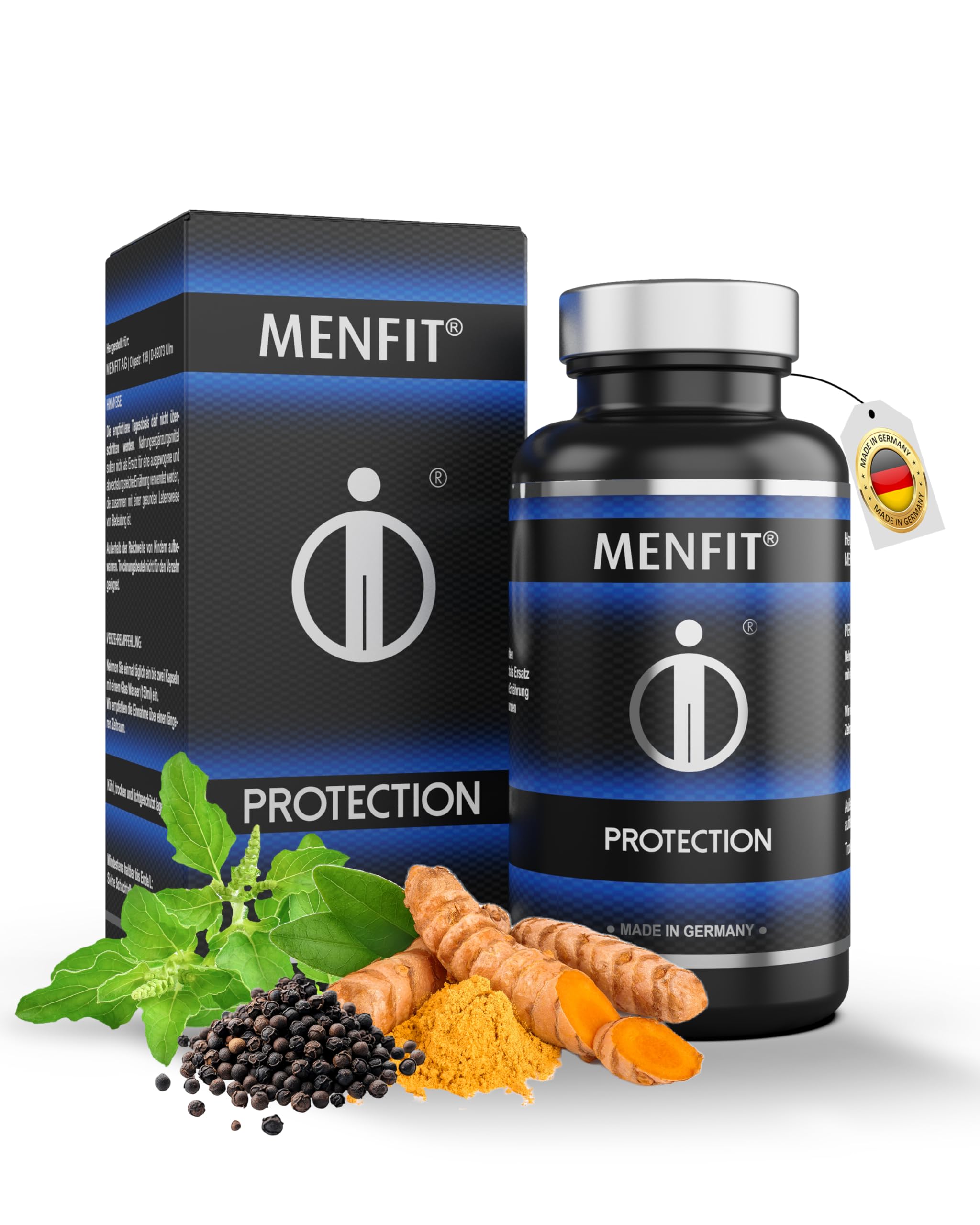 Protection – Für innere Balance, Vitalität & mit Antioxidantien – Mit Kurkuma, Ginseng, Traubenkern, Selen & B-Vitaminen – Vegan – Made in Germany – 60 Kapseln