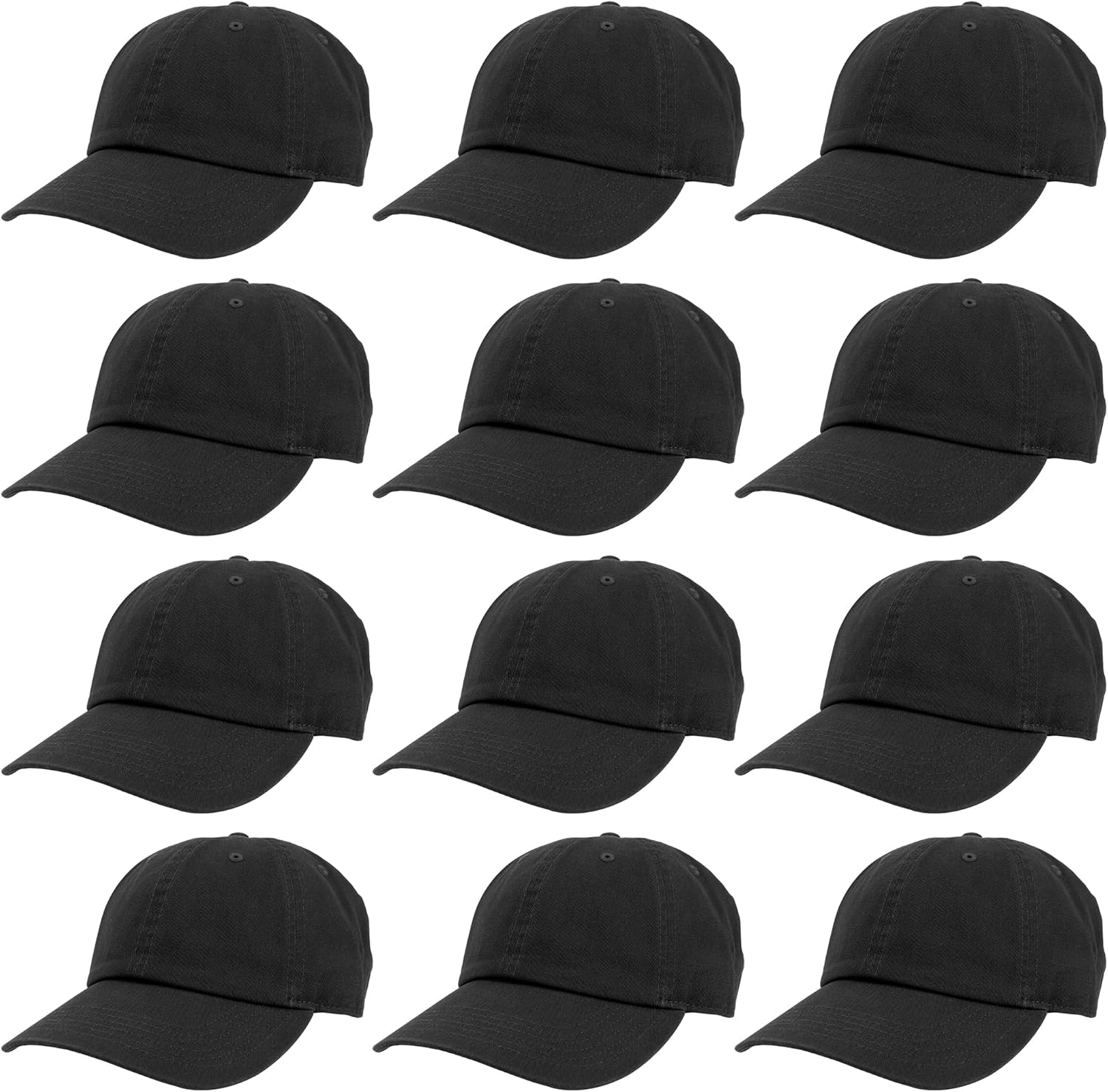 Gelante Baseball Caps Hats 100% Cotton Plain Blank Adjustable Size Wholesale Bulk of 12 Pack