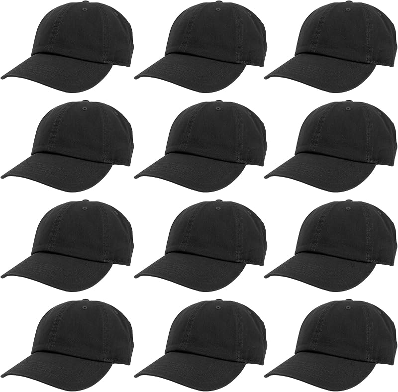 Gelante Gorras de béisbol Sombreros 100% algodón liso en blanco tamaño ajustable al por mayor a granel de 12 unidades
