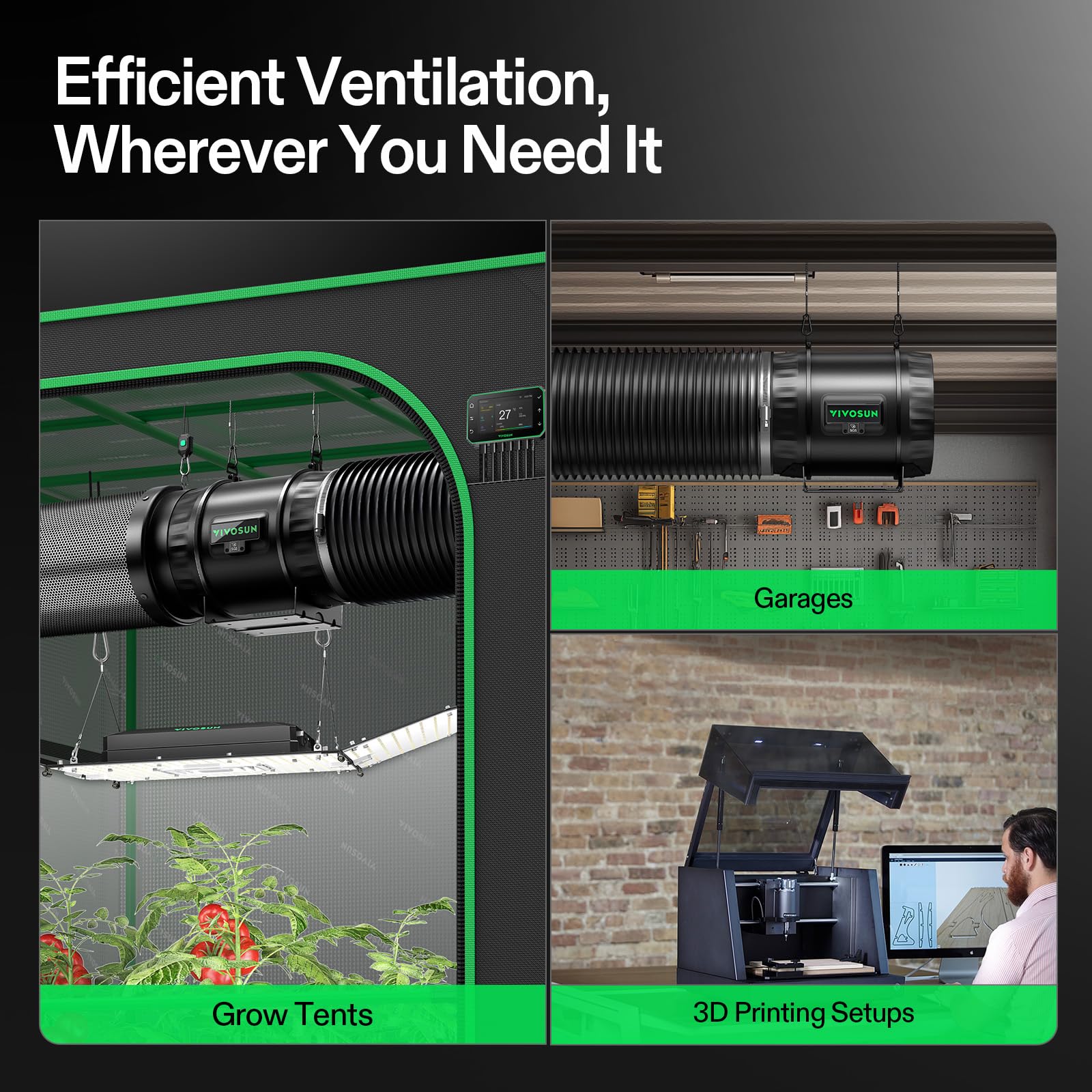 VIVOSUN Kit Estrazione Ventilatore da Condotto 200mm AeroZesh T8 Pro con GrowHub E42A+ Controllo VPD Temperatura Umidità, Connessione APP Filtro a Carbone Attivo per Tende Coltivazione Idroponica