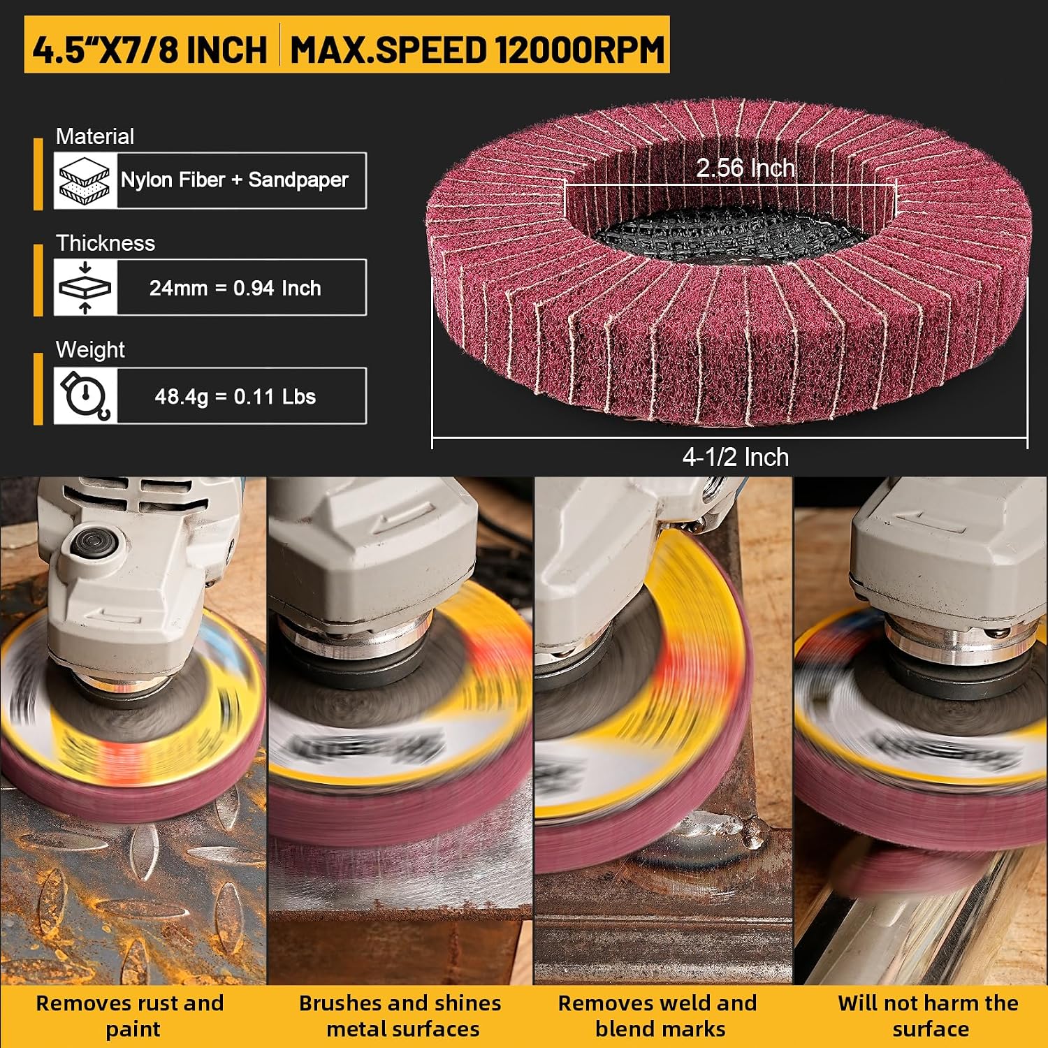 Sbestily 10Pcs 240 Grit Scour Flap Disc 4 1/2 Inch Coarse Polishing Grinding Wheel for Metal Stainless Steel Angle Grinder Scouring Pads Scuff Sanding Discs Paint Rust Remover