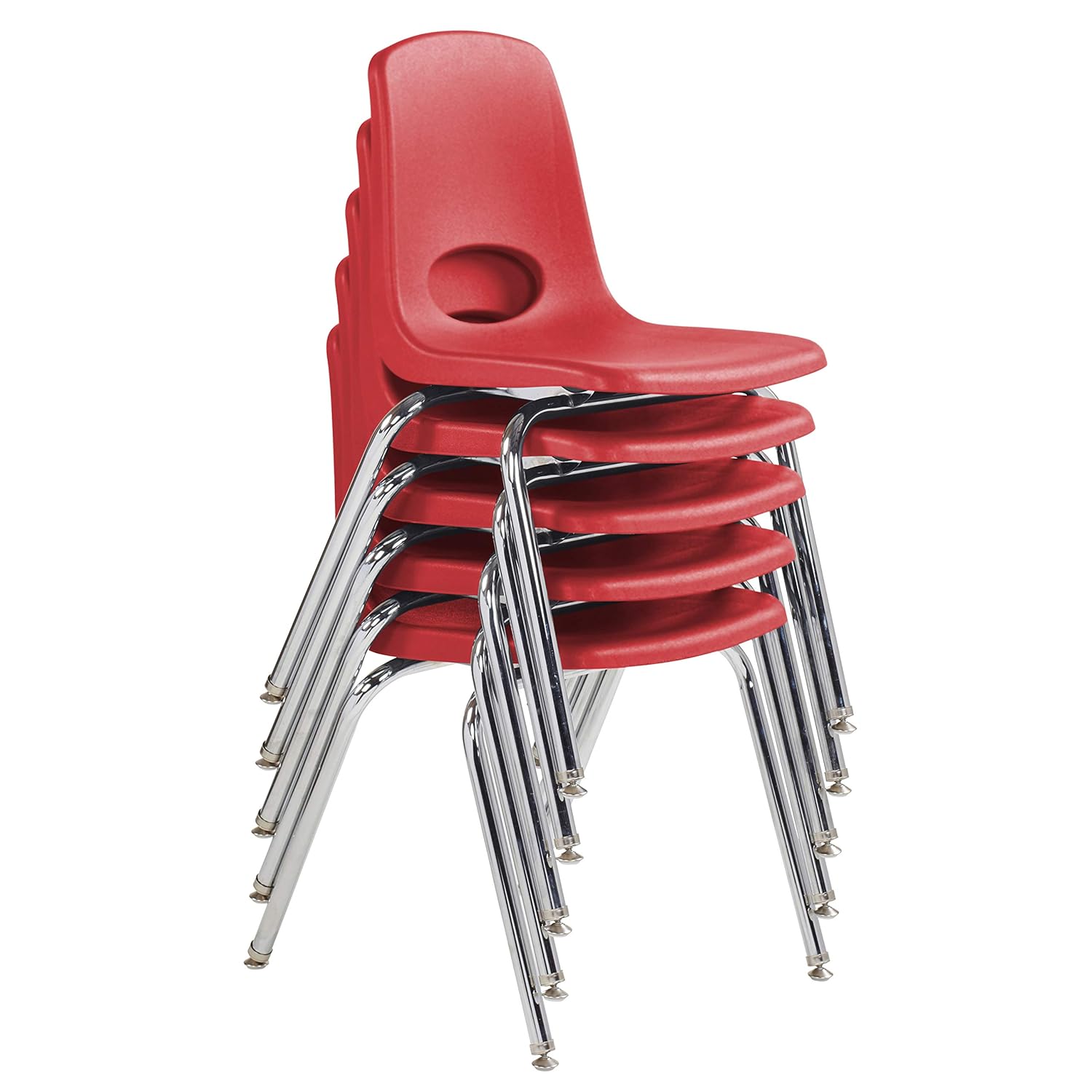 FDP-10371-RD 18" School Stack Chair, Stacking Student Seat with Chromed Steel Legs and Nylon Swivel Glides; for in-Home Learning, Classroom or Office - Red (5-Pack): Industrial & Scientific