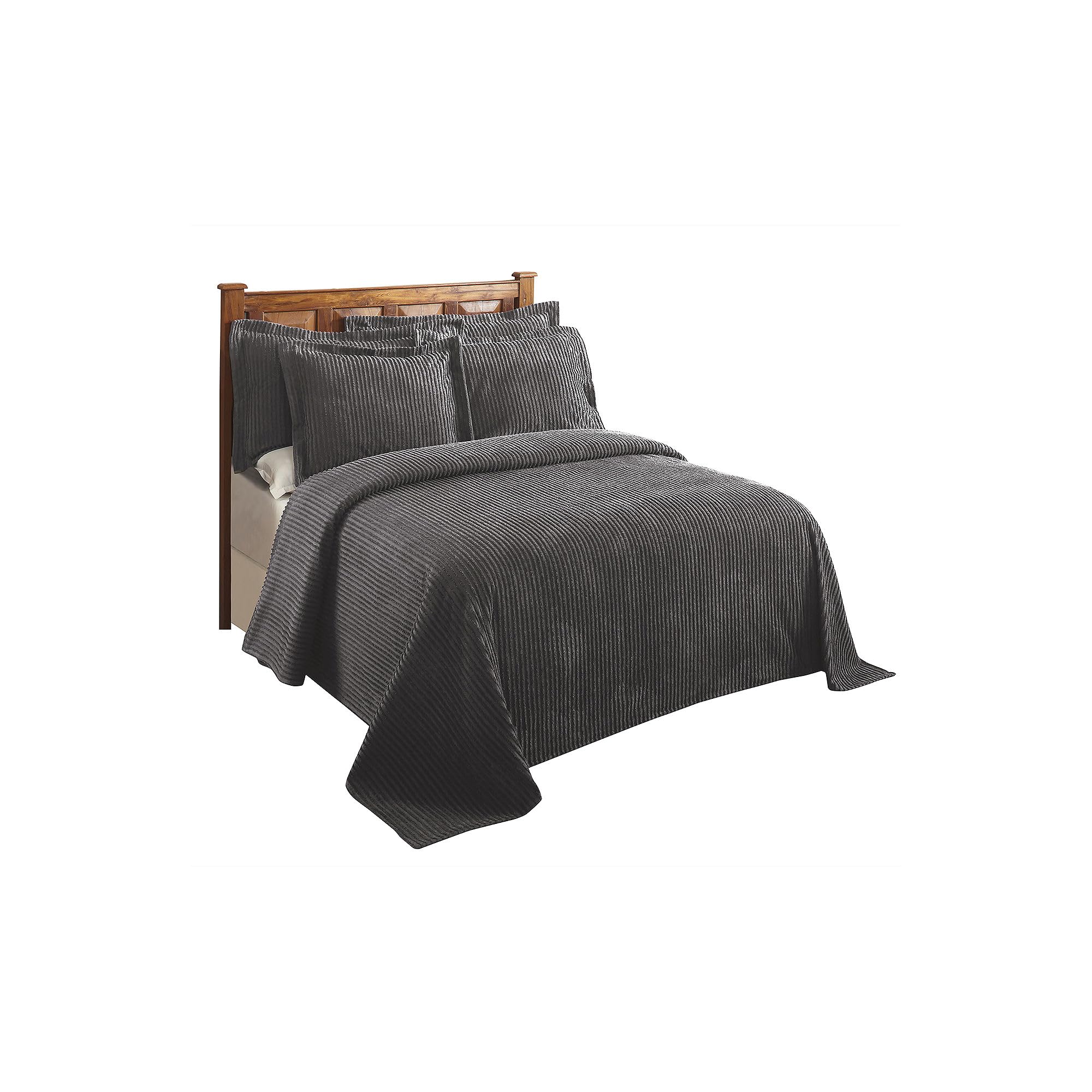 Better Trends Chenille Bedspreads King Size, Gray 100% Cotton Chenille Stripe Design Tufted Bedding Coverlet Soft Lightweight, 120"x110" 1 Piece Jullian Collection
