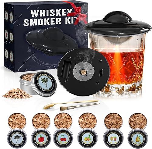 Kit de ahumador de whisky eléctrico, kit de ahumador de cóctel con encendedor integrado, no necesita butano, kit de ahumador de whisky recargable,