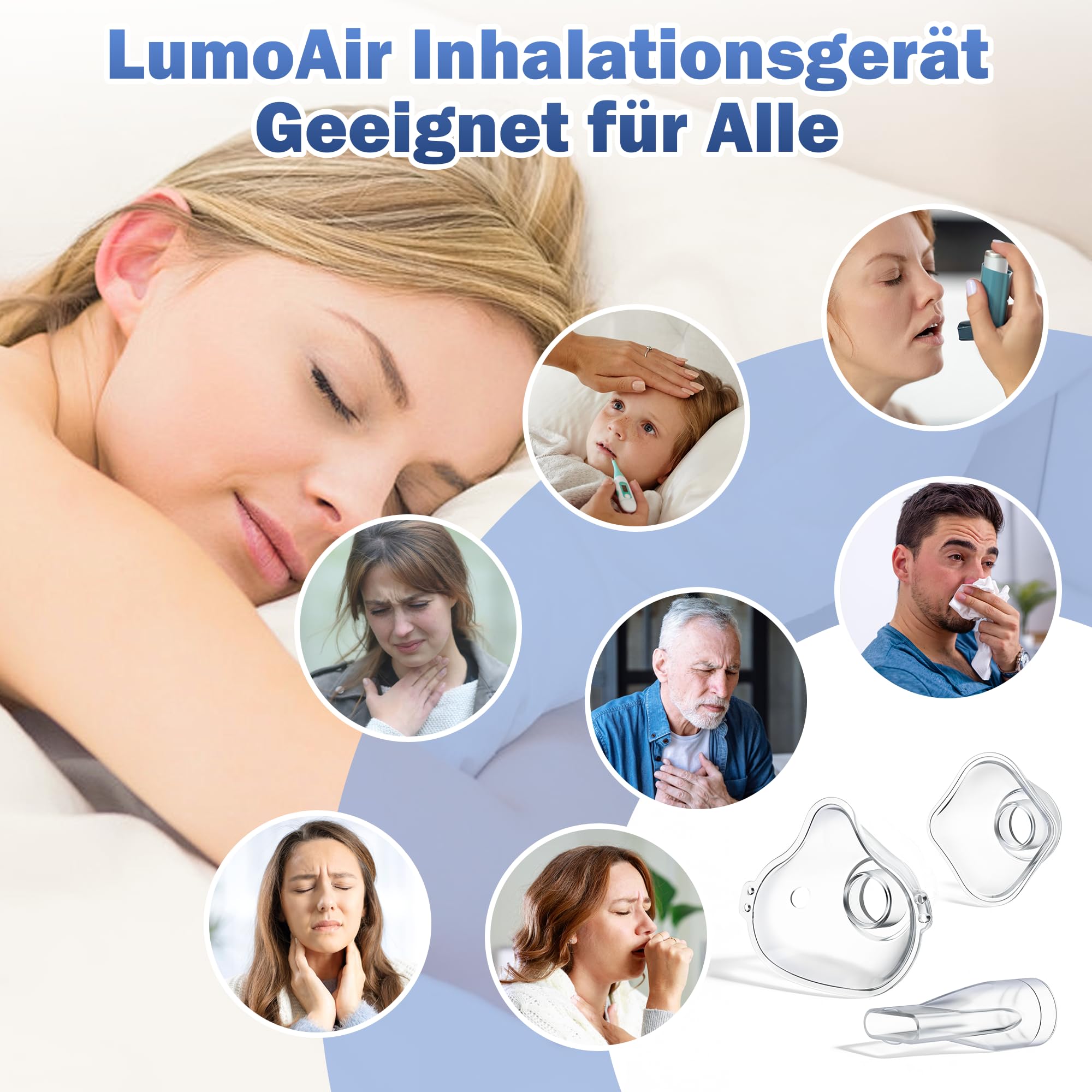 Inhaliergeräte für Erwachsene Inhalationsgerät Kinder LED Bildschirm Inhalator Anti-Trockenlauf Vernebler Inhaliergerät Kinder mit Selbstreinigungsfunktion,Leise Inhalationsgerät Erwachsene