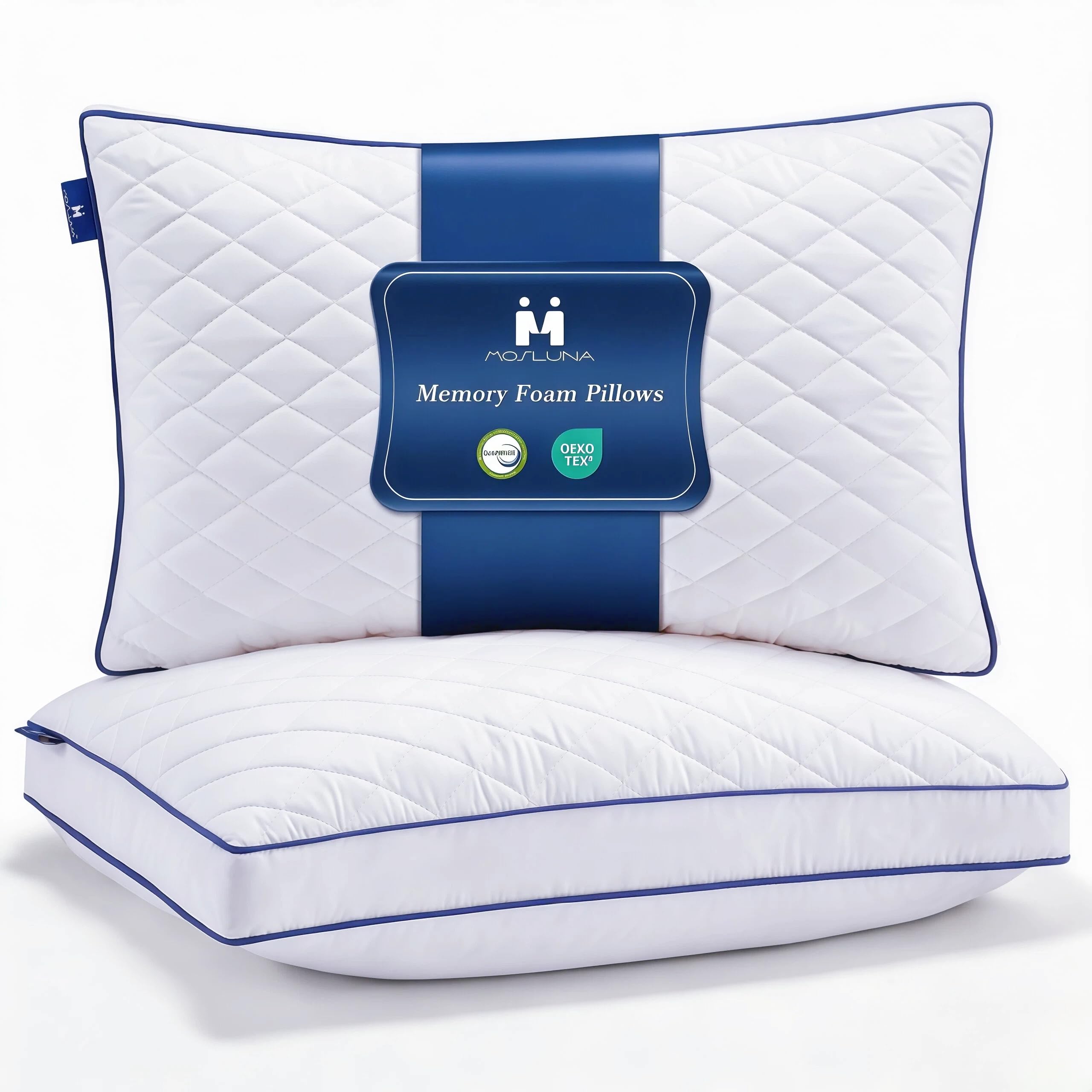 Mosluna Shredded Memory Foam Pillows Queen Size Set of 2