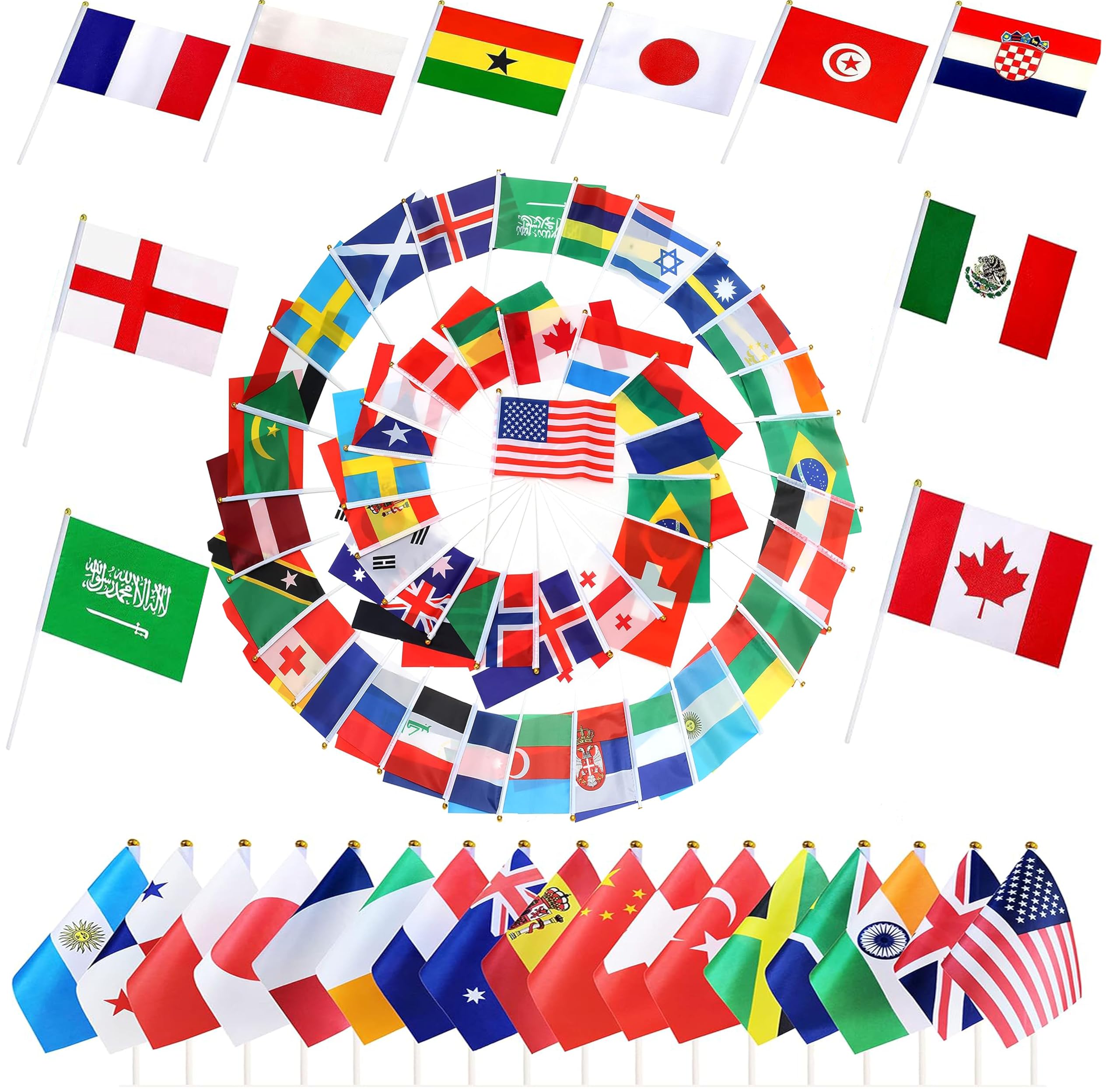 200 Länderflaggen, National of the World, Mini-Handflaggen, Festival-Feiern, notwendige Dekoration, enthält die meisten Länder der Welt, 21,6 x 14,9 cm.