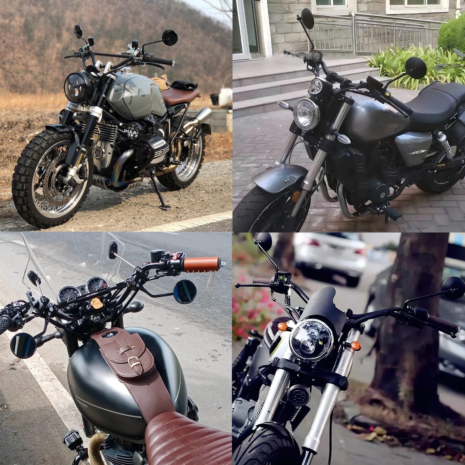 DREAMIZER Espejos Retrovisores Redondos de 3'', CNC 8mm y 10 mm Espejo Retrovisor Universal Compatible con Harley Sportster 883 1200 Softail Dyna Cafe Racer Cruiser Chopper Bobber Scooter E-Bikes
