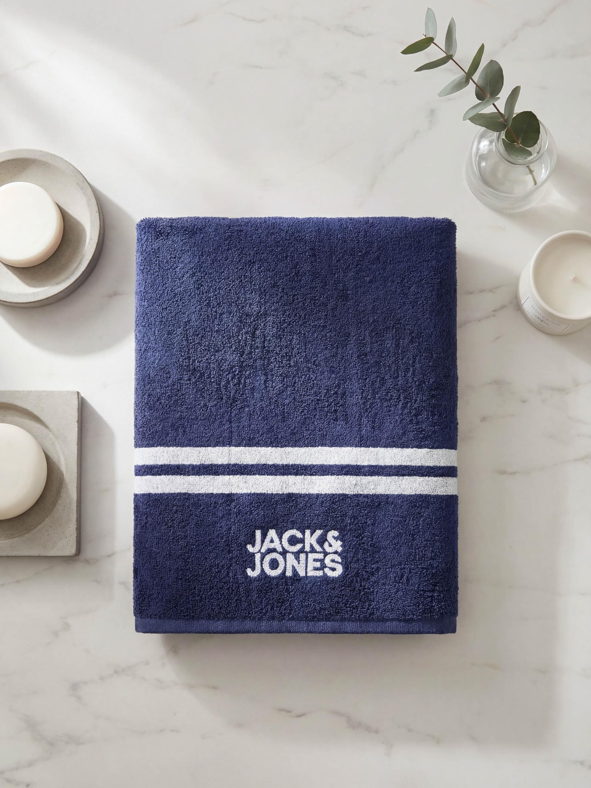 JACK & JONES Serviette de plage 80 x 160 cm 100% coton éponge JACCLUB Serviette de bain de sport