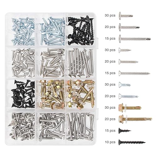 Miniatura 3 de Juego surtido de tornillos autoperforantes y autorroscantes para tornillos para paneles de yeso, tornillos de chapa y madera