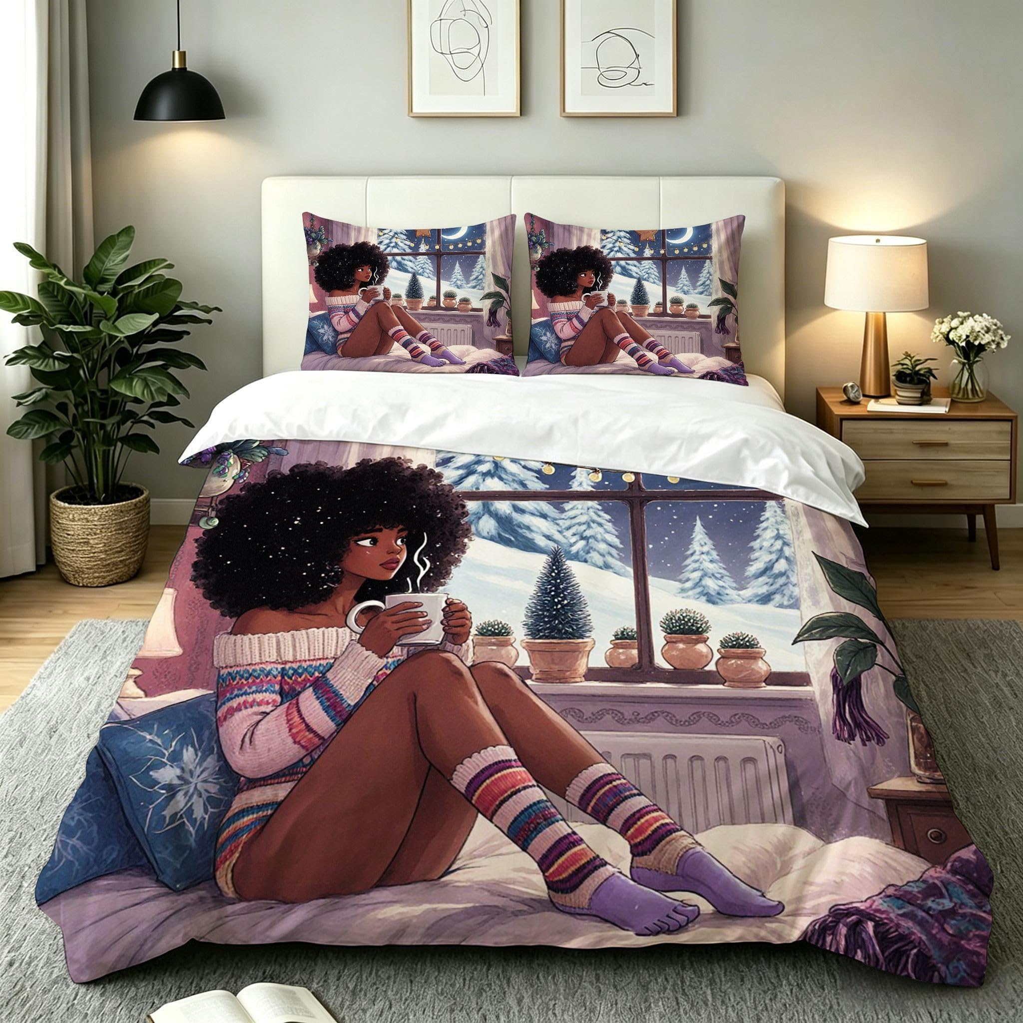 Parure de lit 160x200 imprimé 3D violet en microfibre premium avec zip
