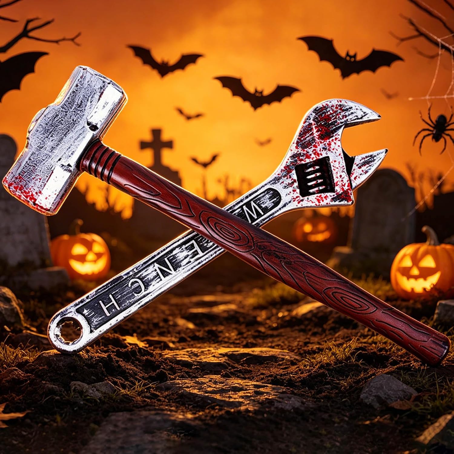 Halloween Decoration Hammer Wrench Ornament Cosplay Accessories for Festival Home Offices Desktop Decoration Halloween Hammer Tool