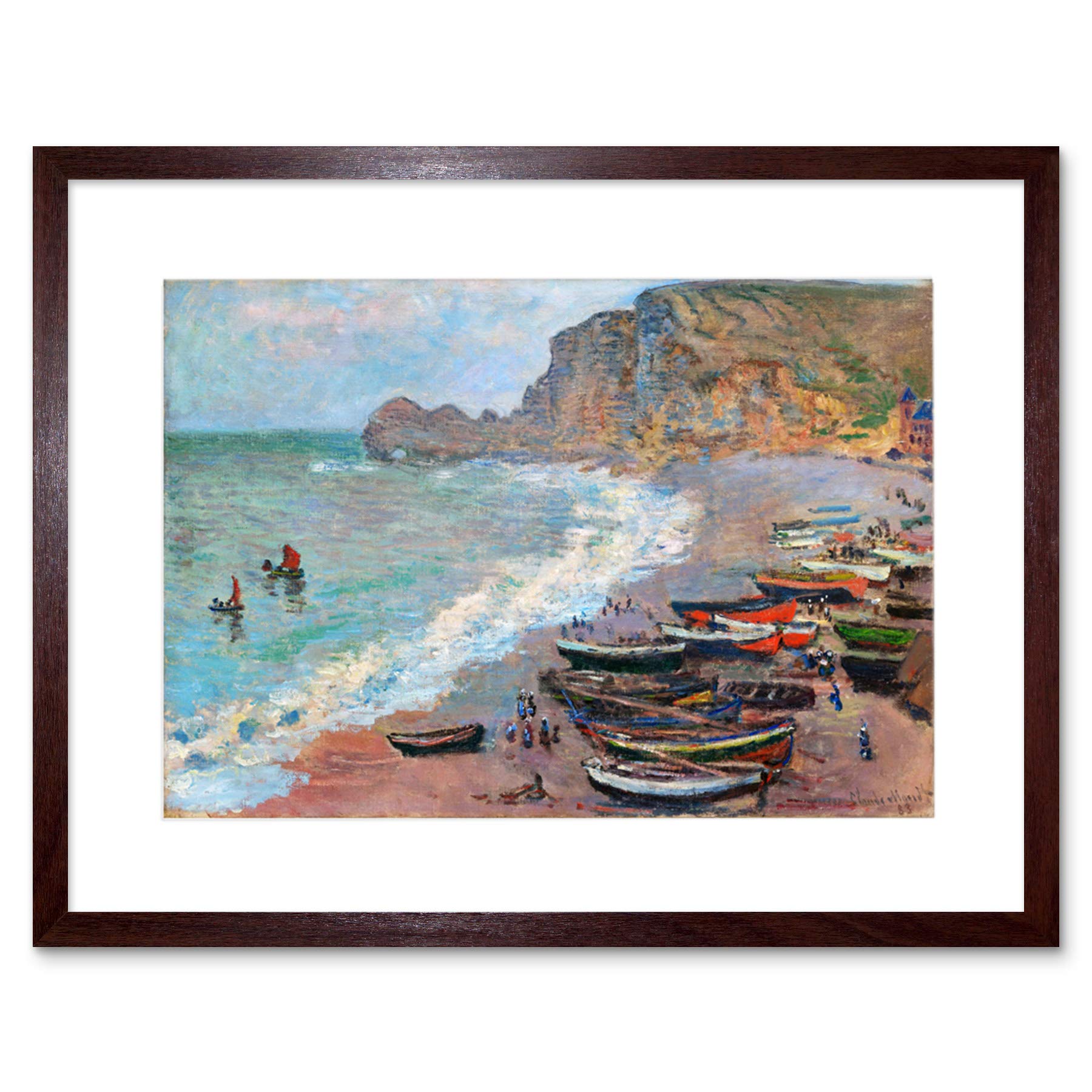 Wee Blue Coo Painting Monet Beach Etretat Old Master Framed Wall Art Print