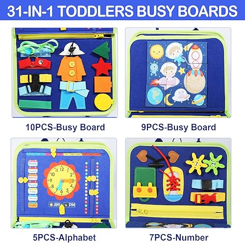 Miniatura 3 de Tabla de actividades para niños pequeños de 1, 2, 3, 4 años, juguetes Montessori para niñas de 1 año, juguete sensorial de viaje para aprender