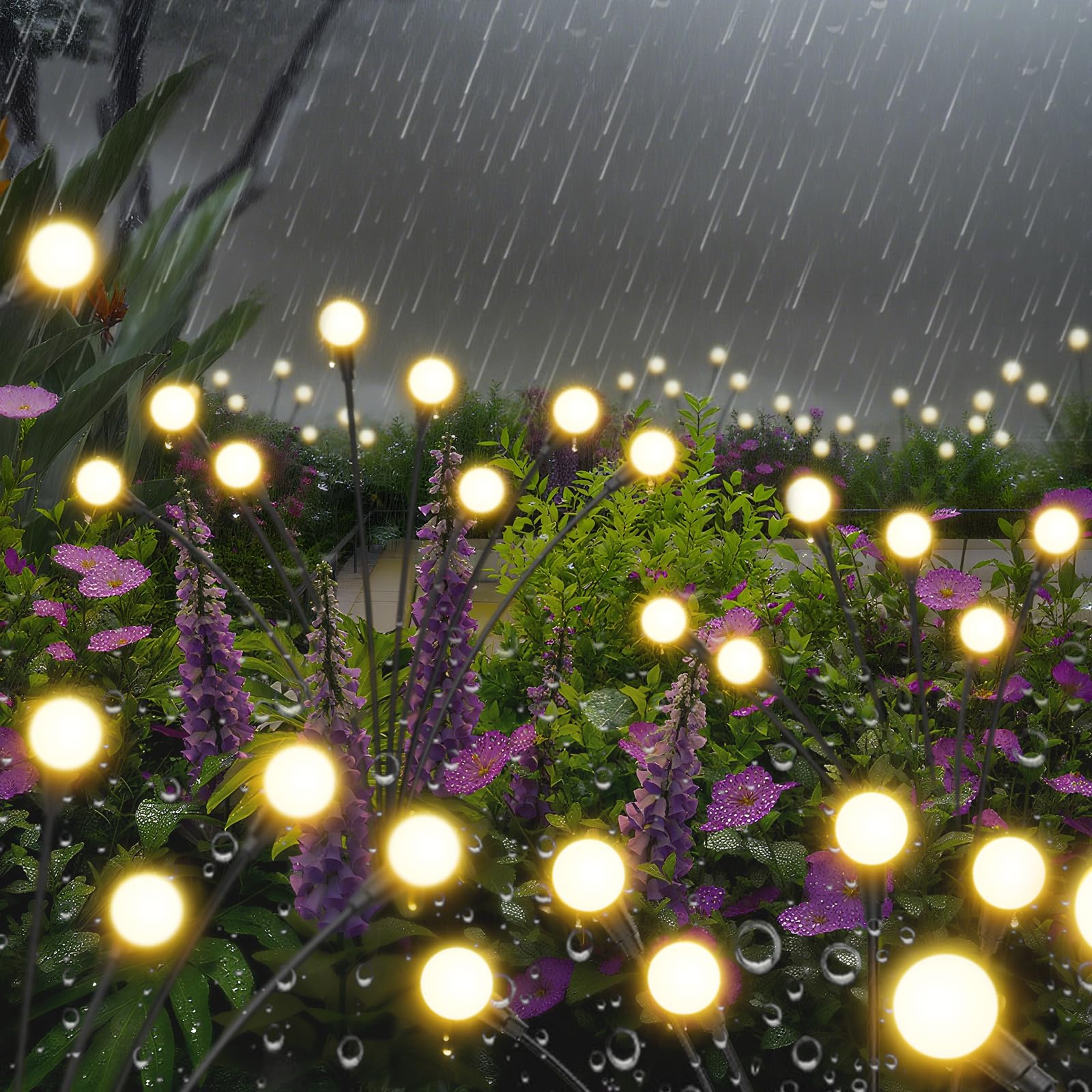 Luci solari da giardino per esterni, confezione da 4 pezzi da 32 LED, luci lucciole esterne per cortile, patio, sentiero, prato, luce solare da giardino, decorazione paesaggistica, regalo per donne