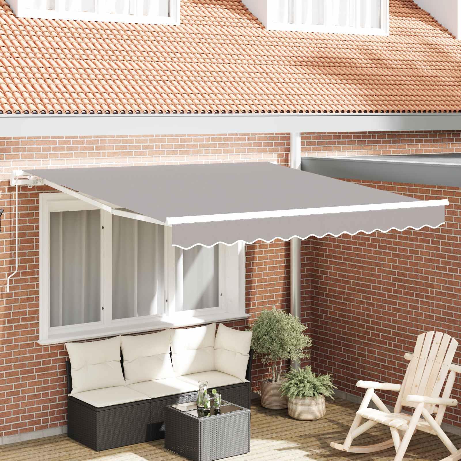 mtlskopl Markise Hellgrau 300x250x165 cm aus UV-beständigem Polyester mit manuellem Einziehmechanismus Modernes Design Robust und Langlebig für Terrasse Garten Balkon und Outdoor Lounge Garden