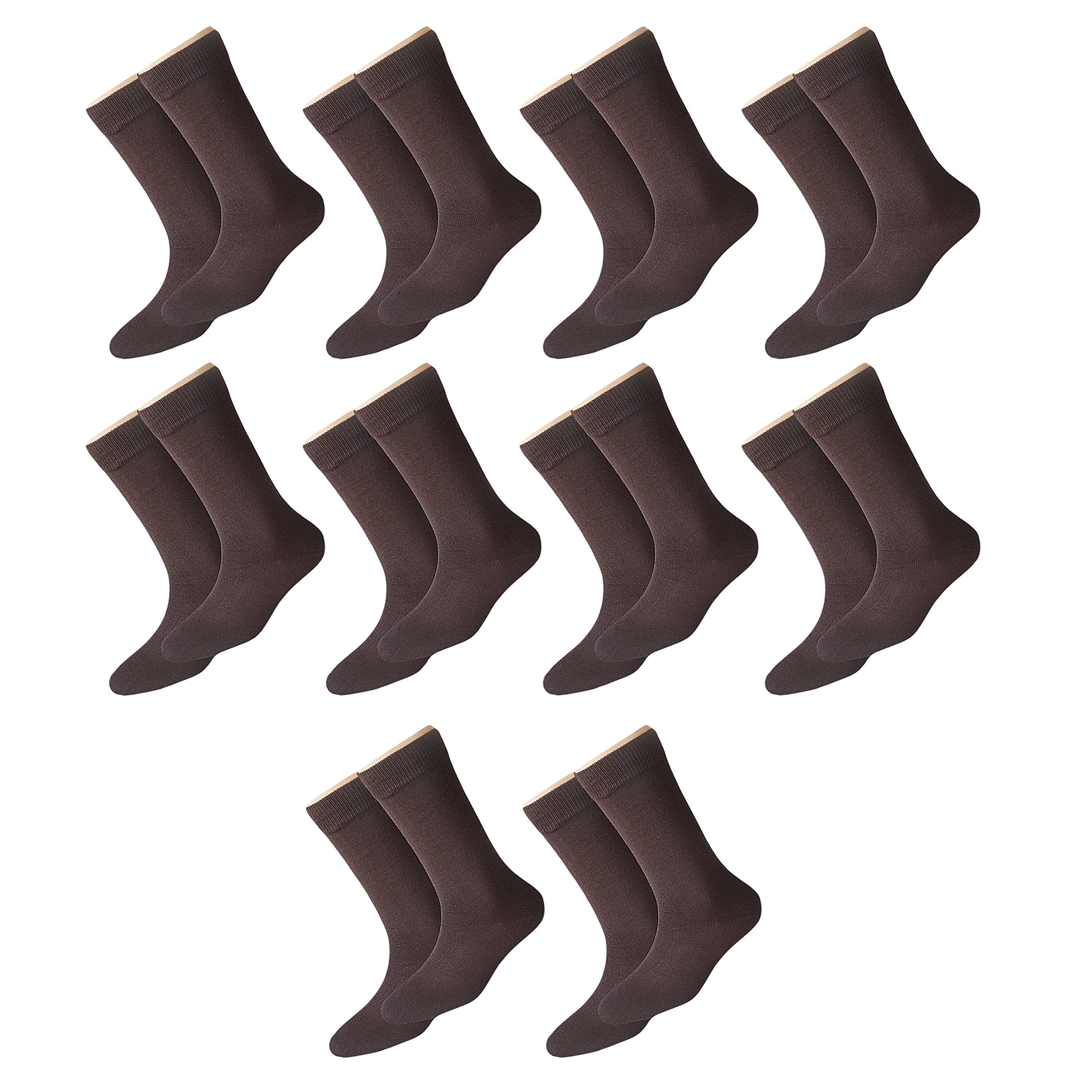 Calf Length, Full Length, High Length Pure Cotton Plain Solid Brown Color Formal Socks For Men and Boys - Pack of 10 Pairs, Free Size-image-29