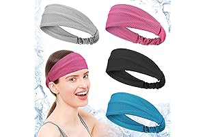 Cooling Headbands - 4 Pack Workout Sweatbands for Men Women Moisture-wicking Running Sports