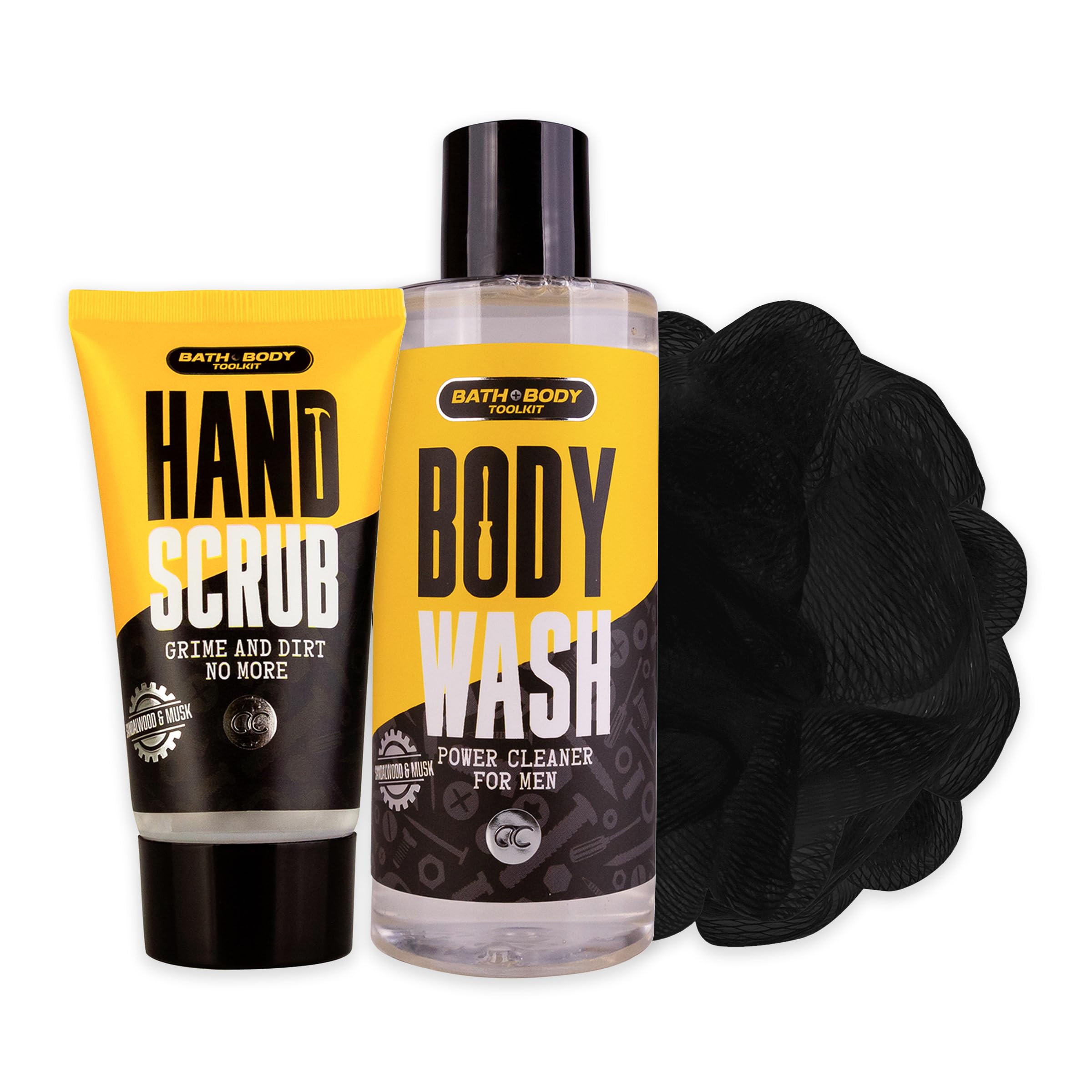 Accentra Set regalo BATH + BODY TOOLKIT per uomini in borsa termica, gel doccia 200 ml, 50 ml, peeling a mano e spugna a rete, set per la cura per uomo, festa del papà o compleanno