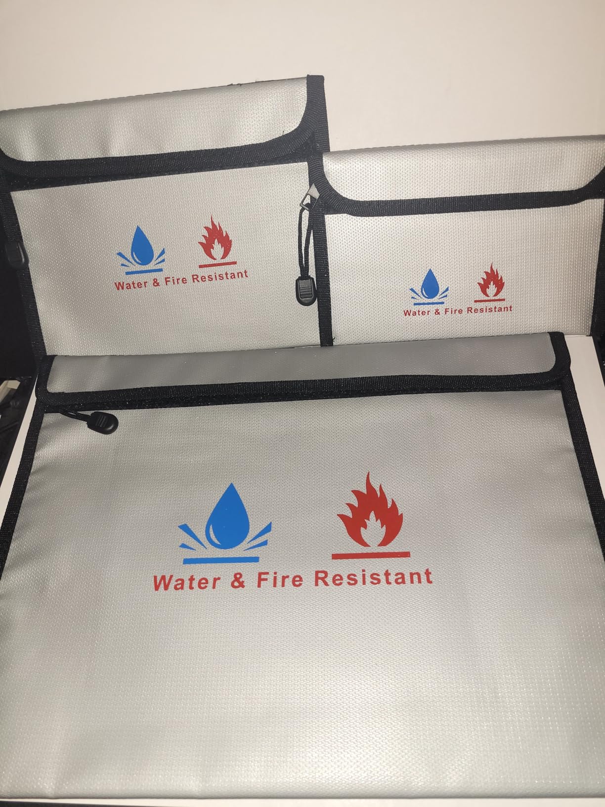 Fireproof Waterproof Money Document Bag - 3 Pack Safe Upgraded Zipper ...
