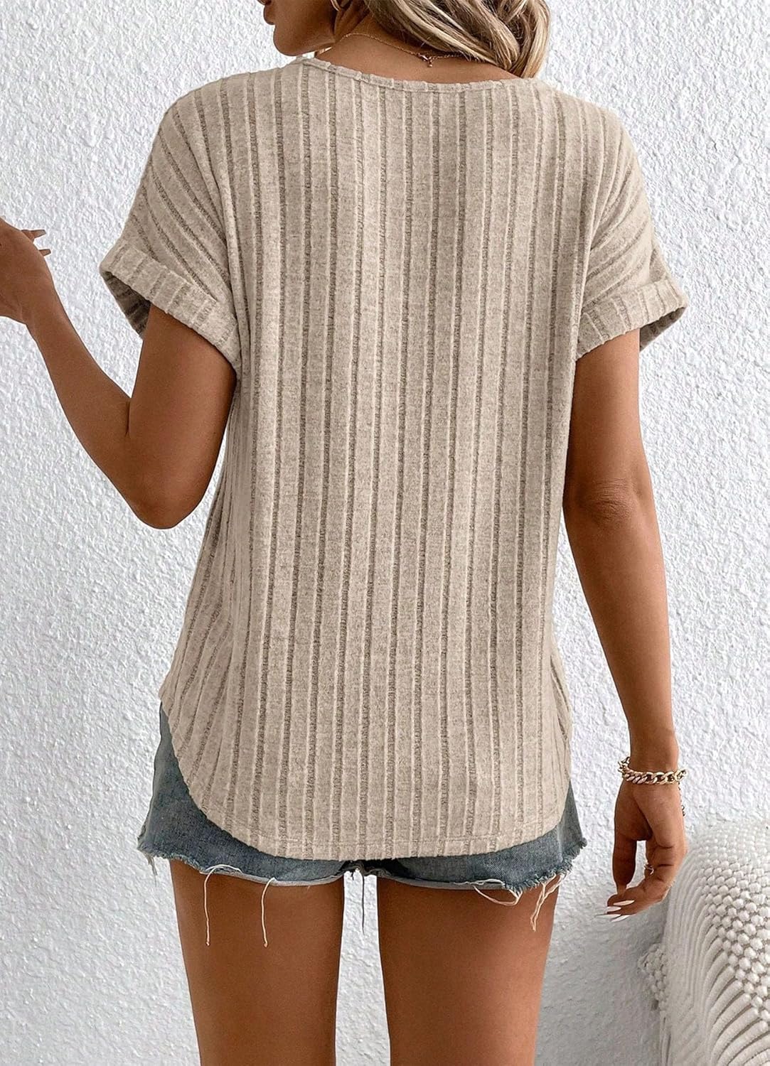 Womens Shirts Summer Short Sleeve Sweater Tunic Tops Dressy Casual Business Blouses Fashion 2025 - Image 2
