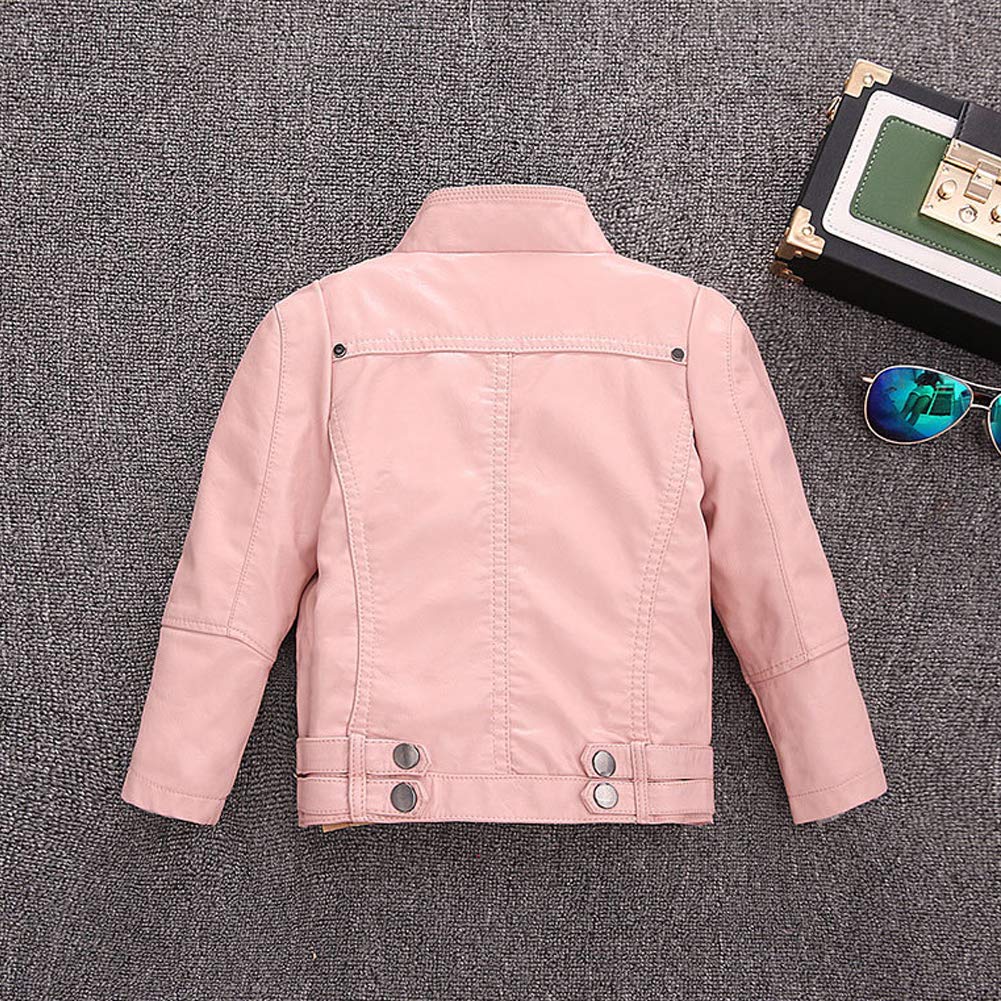 Veste en Cuir Enfant Fille Pu Blouson de Motard en Simili Cuir Printemps Automne