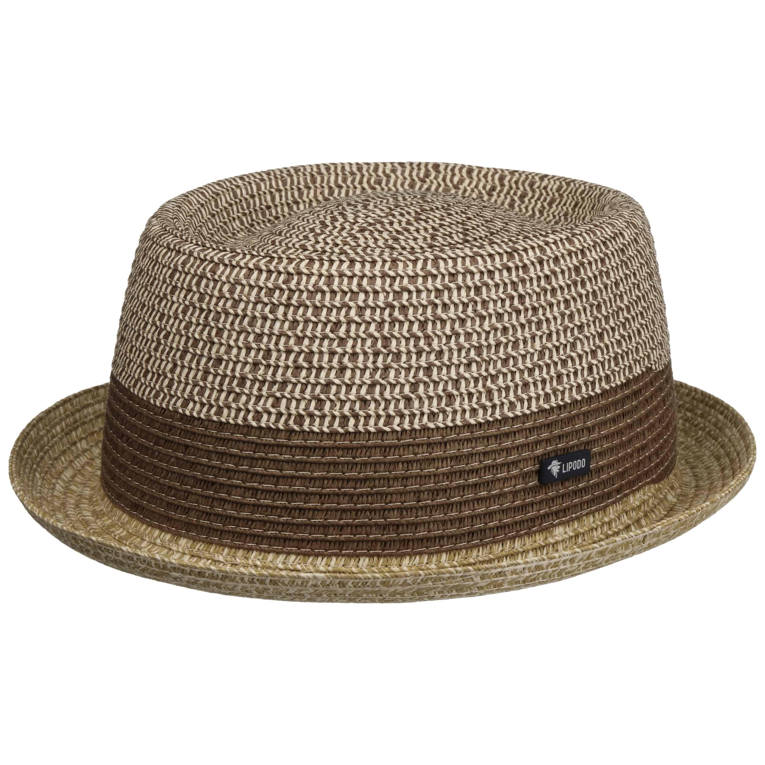 Lipodo Ennario Pork Pie Strohhut Klassischer Schnitt Made in Italy Herren