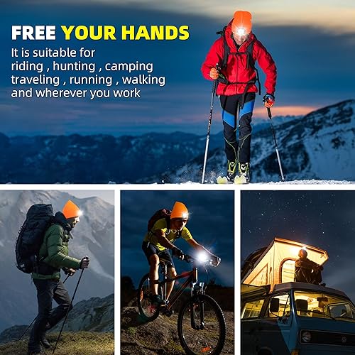 Miniatura 6 de YMHB Gorro unisex con luz, recargable por USB, ajustable, brillo LED, regalo para hombres, papá, padre