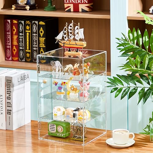 Miniatura 4 de Vitrina de acrílico con llave de bloqueo, vitrina transparente, vitrina, caja de almacenamiento segura multifuncional para tiendas minoristas (fijo