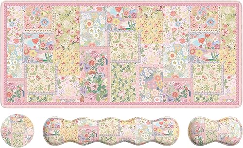 Miniatura 22 de iLeadon Pad Set, Large Gaming Mouse Pad + Keyboard Wrist Rest + Mouse Pad with Wrist Support + Coaster, Easy Typing Pain Relief, 35.4x15.7in Desk