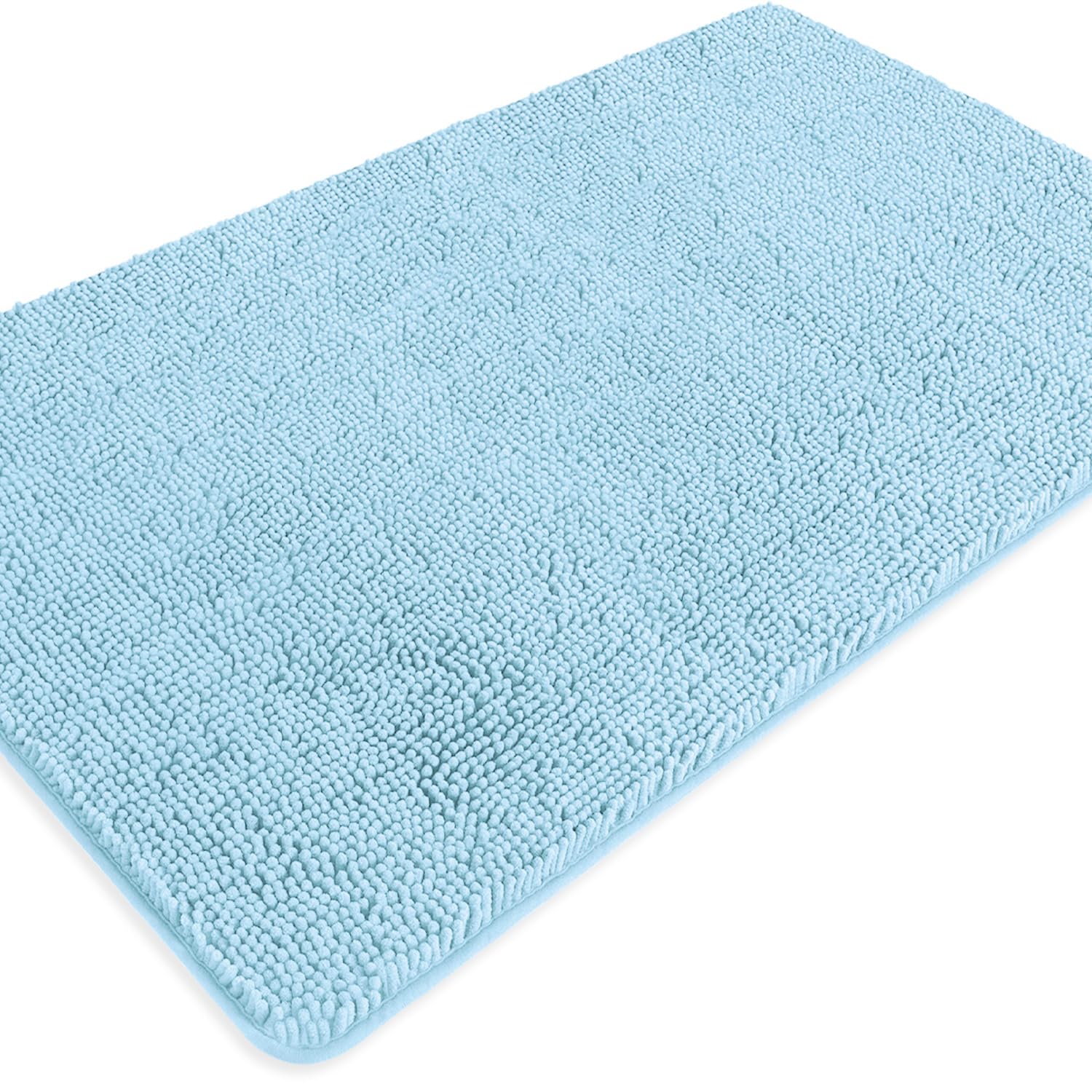 PureSwan Bathroom Runner Rug 30 x 50 Inch – Extra Large Long Bath Mat | Absorbent and Washable Thick Chenille Bath Rug Non-Slip Runner Rug for Bathroom, Shower, Sink(Baby Blue)