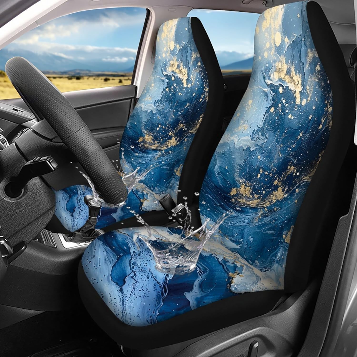 Pink Leopard Print Car Seat Covers for Women,Universal Bucket Front Seats Protector Fit Most Cars,Sedans,SUVs,Trucks,Cheetah Car Interior Accessories