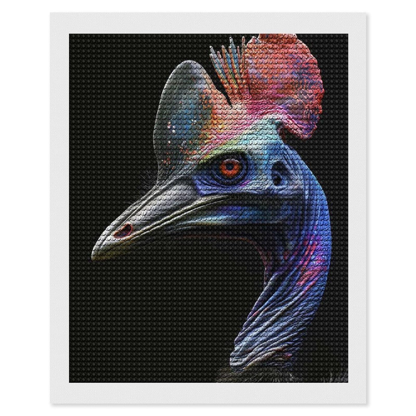 Junmoney Cassowary Diamond Painting Set 16"x20", Sparkling Round Gems, Decorate Your Room, Fun Craft Experience, Modern Decor