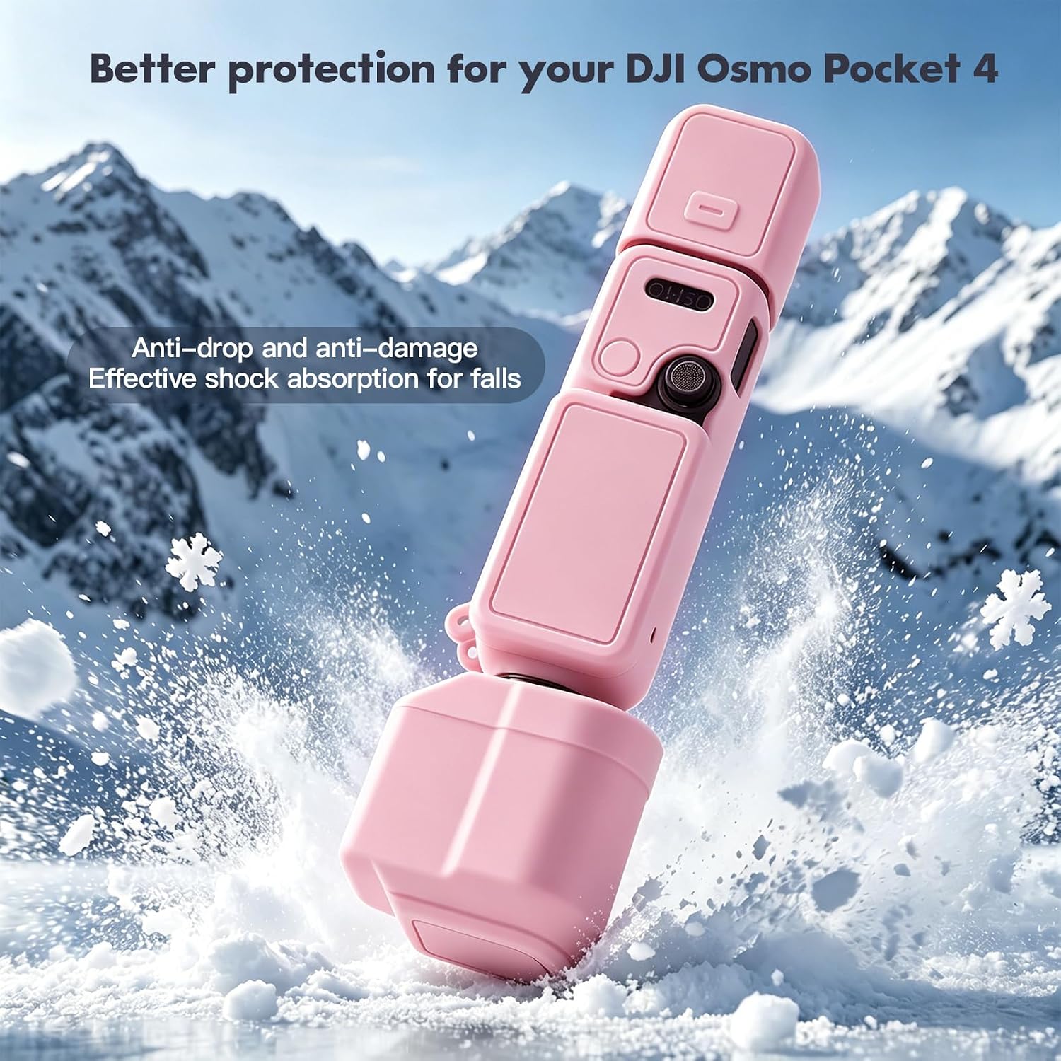 Silicone Protective Case for DJI Osmo Pocket 4, 4-in-1 Modular Cover Set with Lens & Screen Tempered Glass, Soft Anti-Scratch Material, Includes Anti-Loss Wrist Strap – Accessories (Pink)