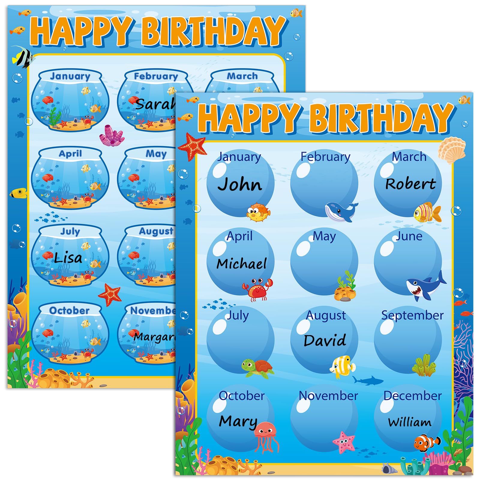 amazon-com-qyeahkj-17-7-x-13-7-in-happy-birthday-chart-poster-set-under-the-sea-calendar-birthday-classroom-decorations-ocean-animal-birthday-chart-bulletin-board-back-to-school-teaching-supplies-class-decor