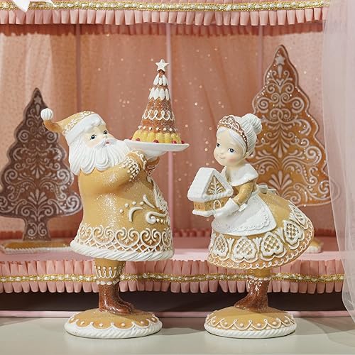 Miniatura 4 de Braxio Decoración de Navidad de pan de jengibre, de resina, Papá Noel, decoración de Navidad, decoración de sala de estar, 6.5 x 4.5 x 11.25 pulgadas