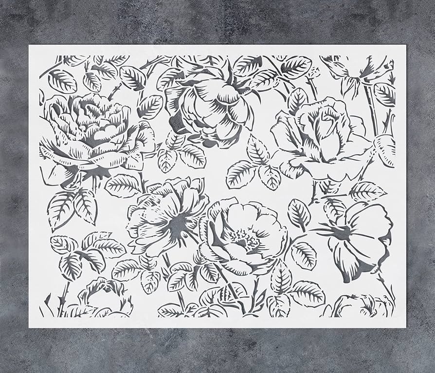 Amazon.com: GSS Designs Large Flower Wall Stencils for Painting 12x16Inch Floral Stencil for Painting on Walls Wood Floor Furniture Crafts Plant Leaf Stencils : Tools & Home Improvement