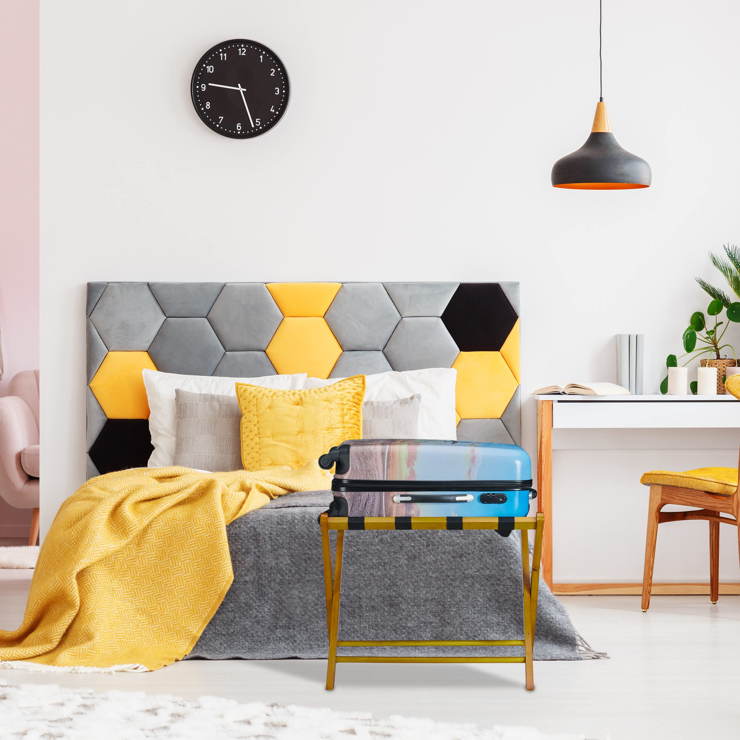 Relaxdays Portavaligie Pieghevole Scaffale Legno 52,5x66,5x48cm Naturale