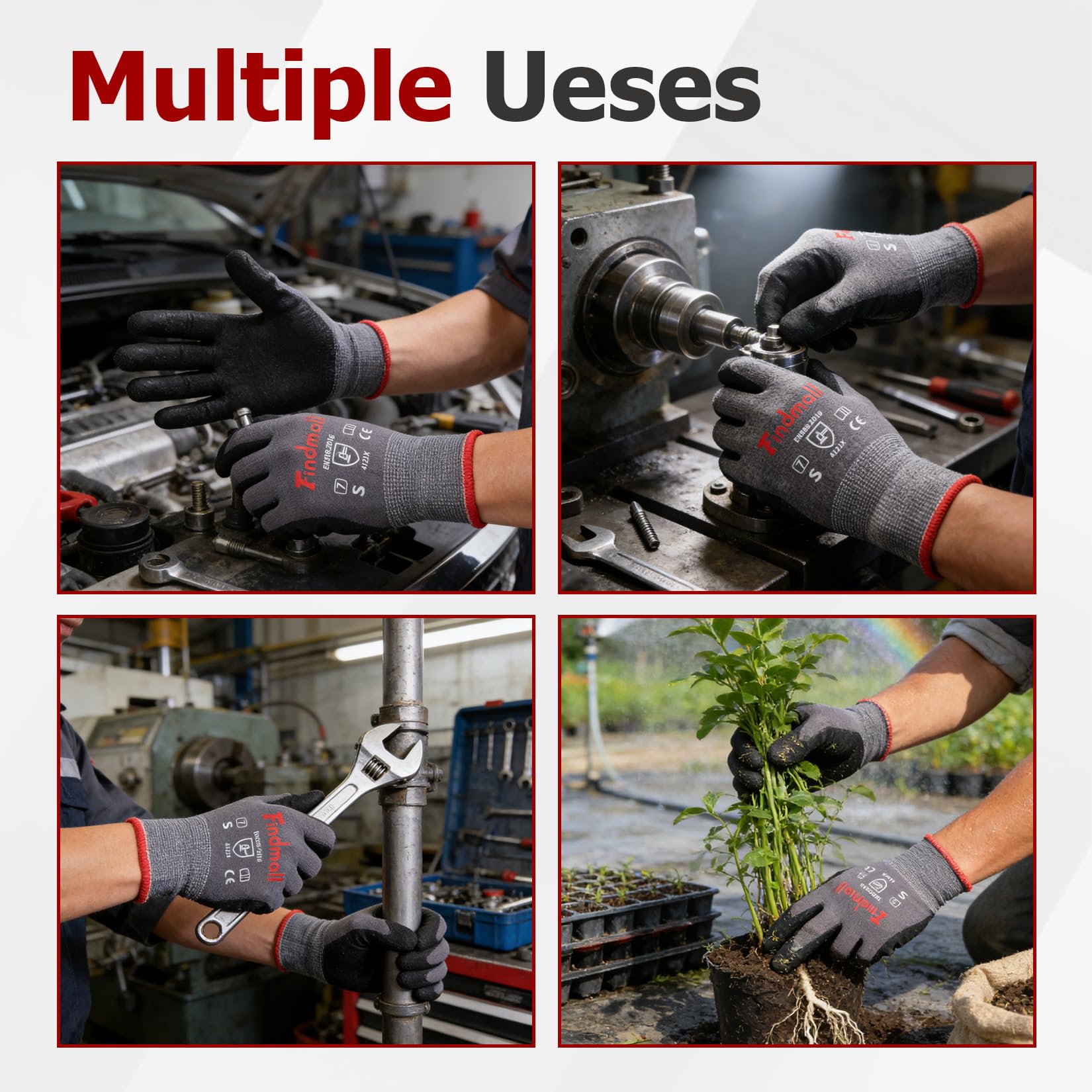 3 Paar kleine Arbeitshandschuhe, Nahtlose Strickhandschuhe, Gartenhandschuhe für Damen und Herren, geeignet für Lagerhaltung und Logistik, Baustellen, Gartenbau und Pflanzarbeiten