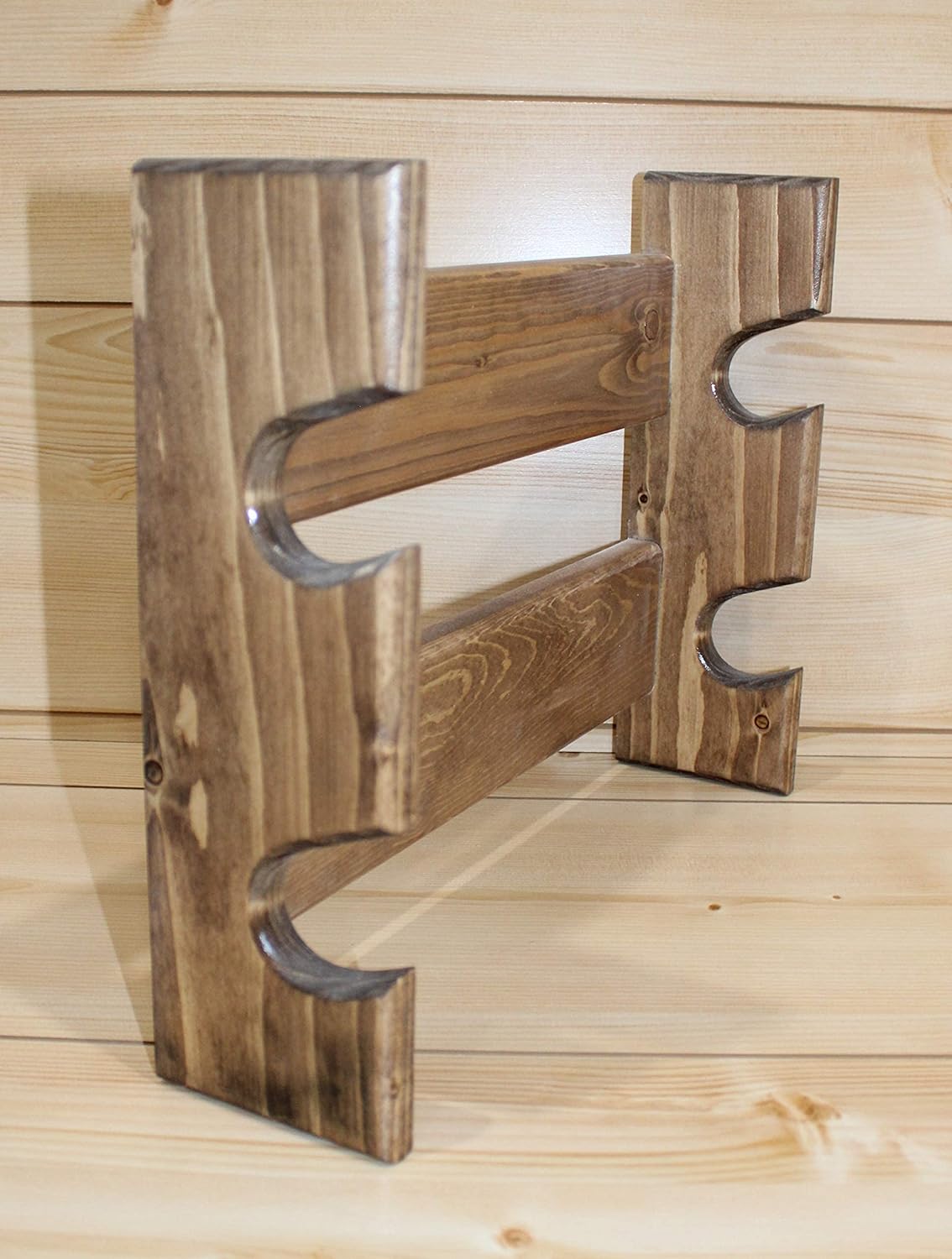 Rustic Wooden Rolling Pin Rack for 2 Rolling Pins – Wall Mounted Rolling Pin Holder with Farmhouse Kitchen Display Shelf