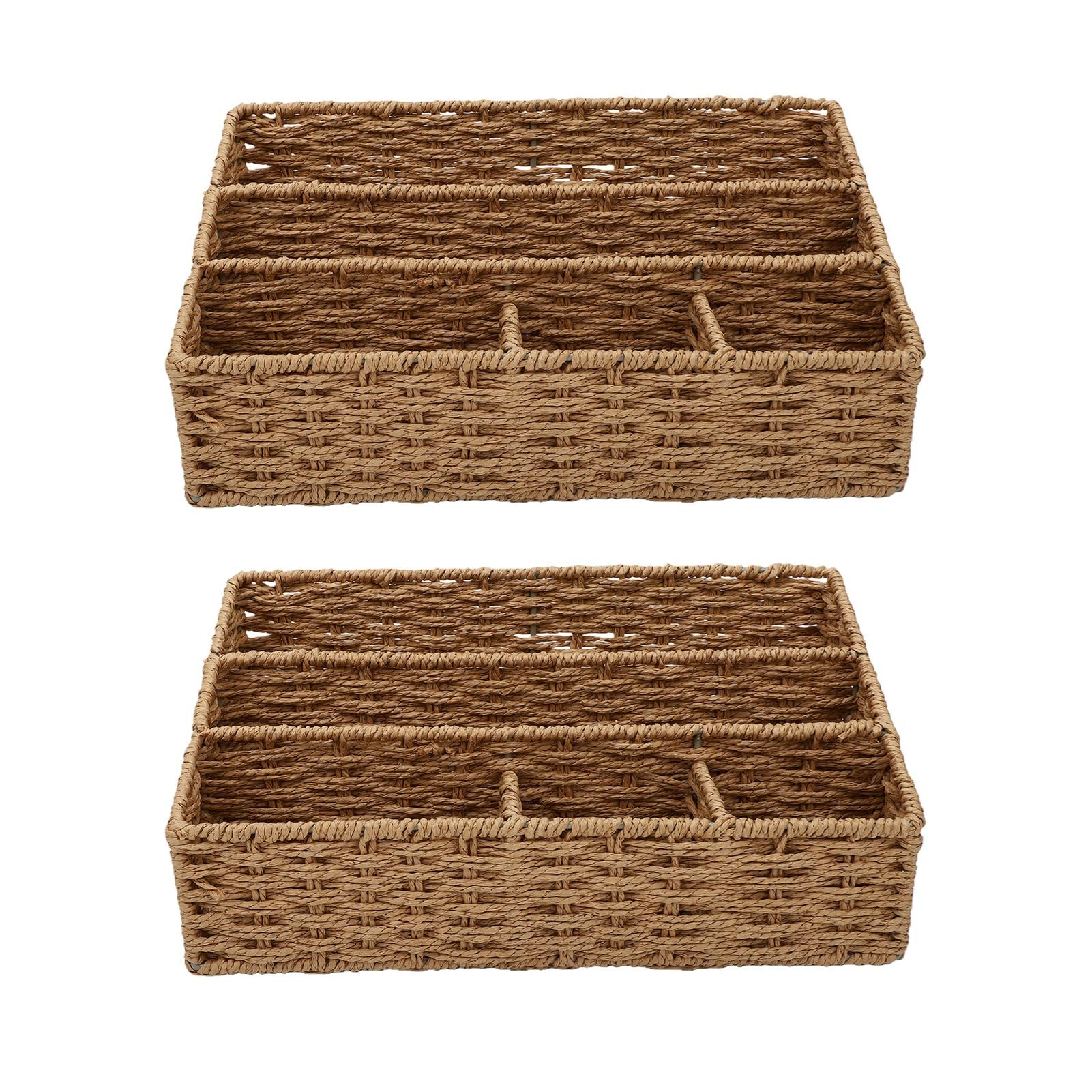 Cryfokt Organizer da Scrivania in Tessuto 2 Pezzi, Scomparti Multipli, 33x18x16 Cm (Abbronzatura leggera)