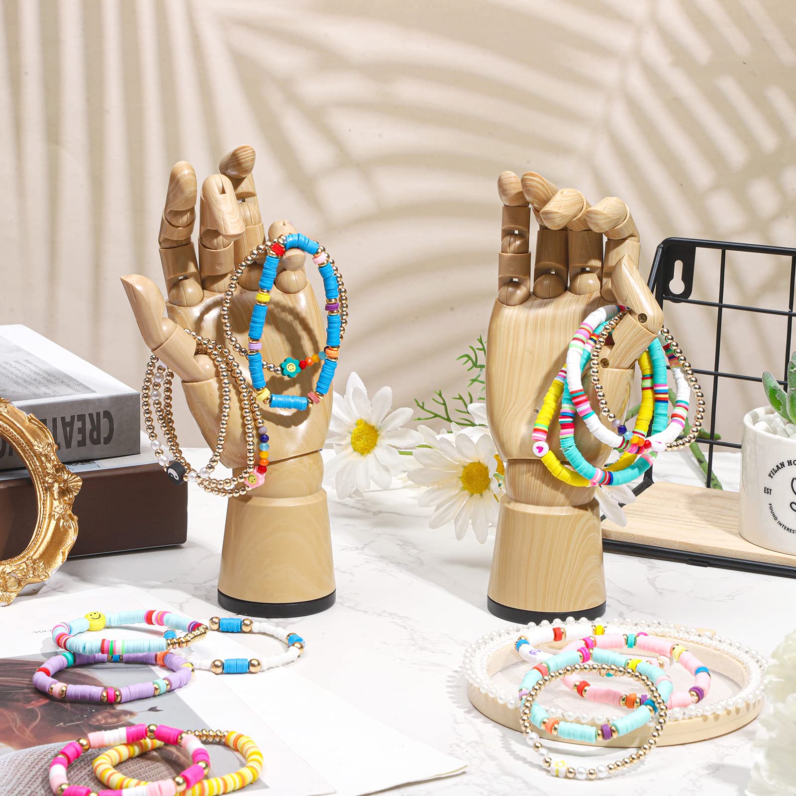 WEWAYSMILE 5 Pezzo Braccialetti Impilabili con Perline Heishi, Set Braccialetti Da Surfista Heishi, Braccialetti Y2K Impilabili per Donna, Blu, Diametro Interno: 2-1/4~3-5/8 pollice (5.6~9.3 cm