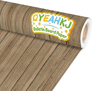 Qyeahkj Wood Grain Bulletin Board Paper Roll Rustic Bulletin Board Background Paper Wood Color Fade Resistant Classroom Decoration Poster Art Craft Home Wall Education Decor Supplies 17.7in x 20ft