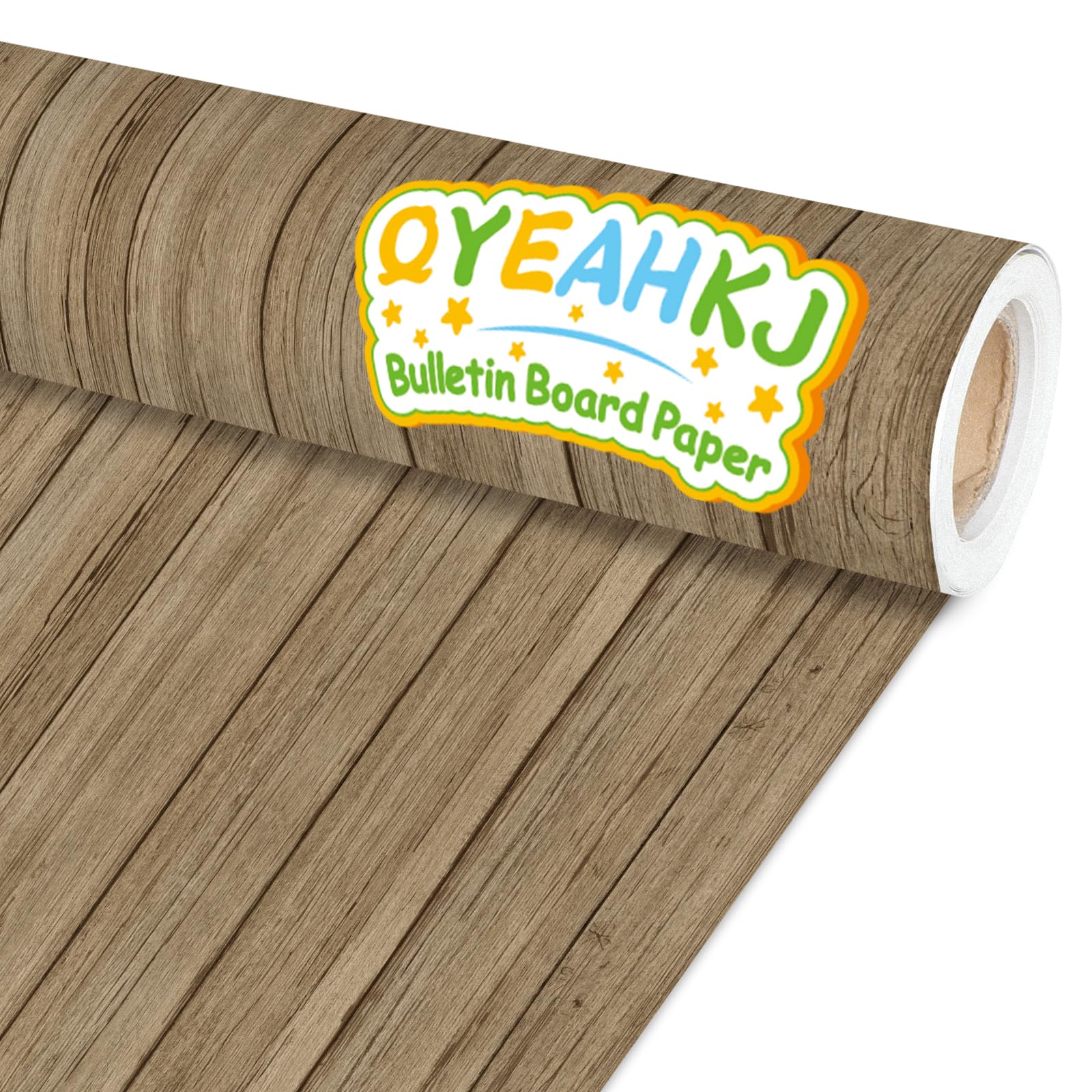 Qyeahkj Wood Grain Bulletin Board Paper Roll Rustic Bulletin Board Background Paper Wood Color Fade Resistant Classroom Decoration Poster Art Craft Home Wall Education Decor Supplies 17.7in x 20ft